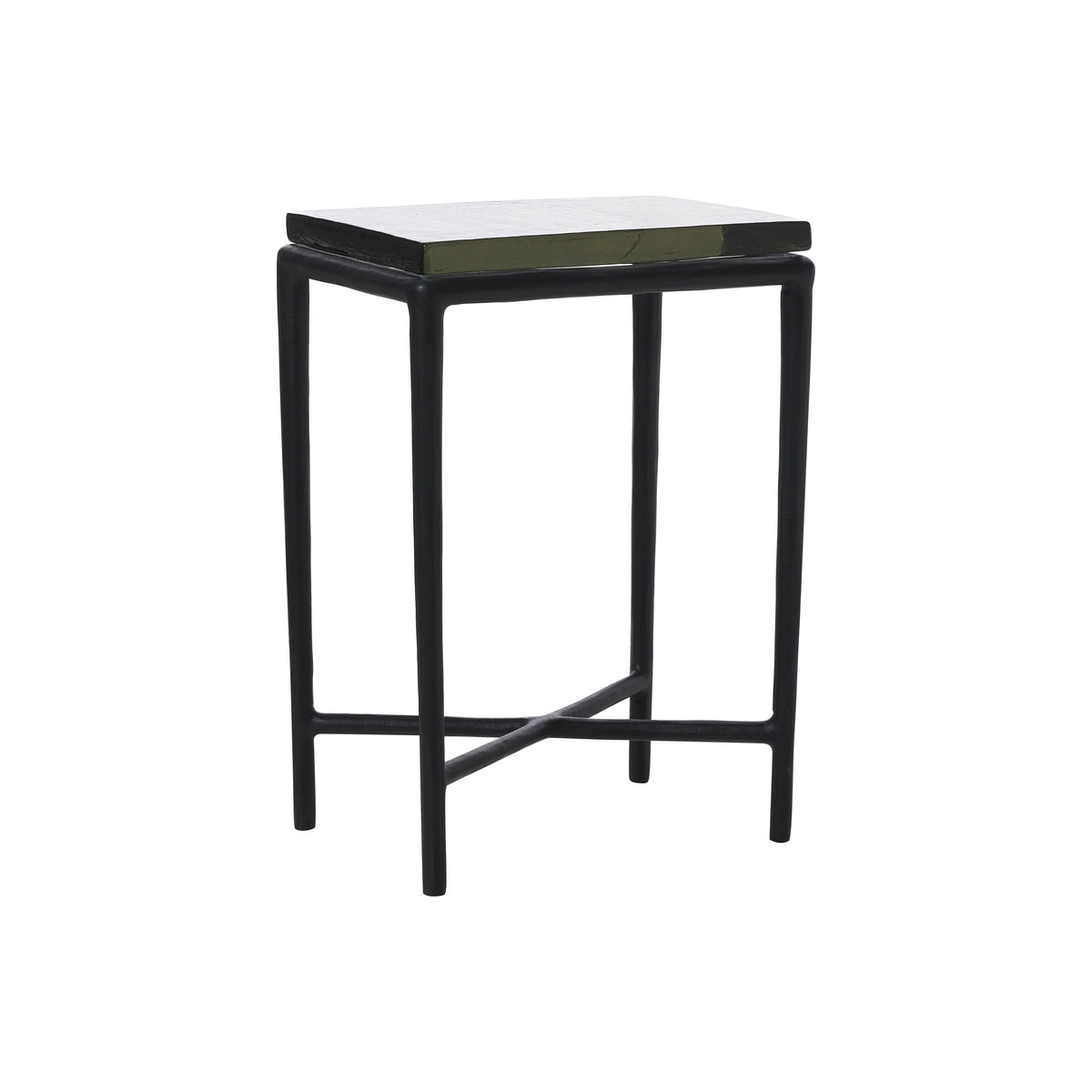 Aria Indoor Cast Aluminum Side Table, Black-End Tables-DECOROLALA
