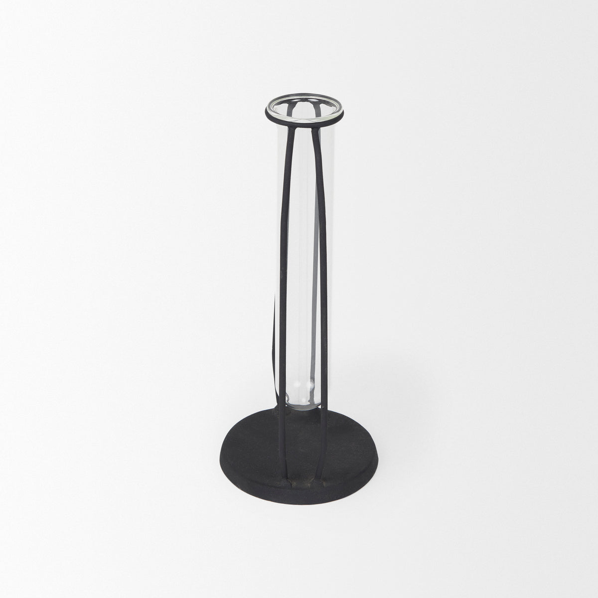 Aria Metal and Glass Arch Frame Decorative Vase - Black 9.6"H-Objects-DECOROLALA