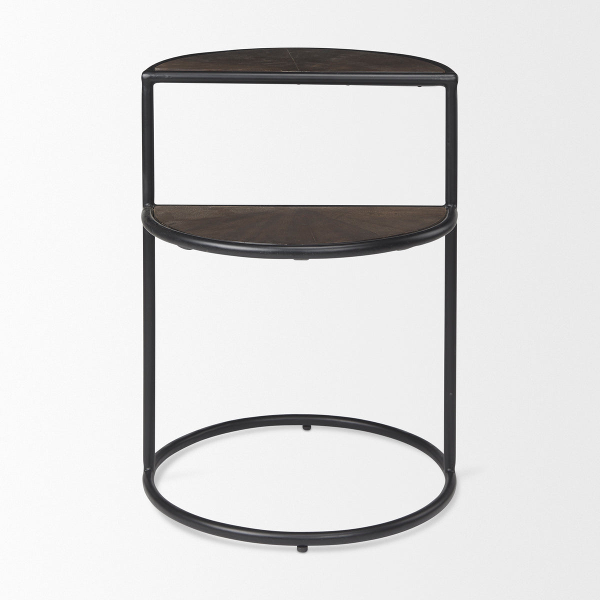 Arlo 20.5L x 20.5W x 24.4H Brown Wood W/Black Metal End Table-Accent Tables-DECOROLALA