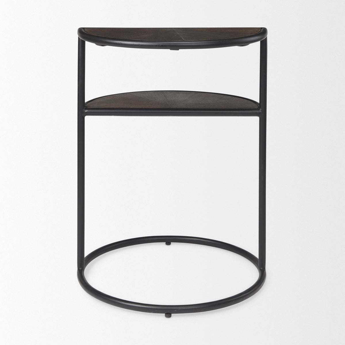 Arlo 20.5L x 20.5W x 24.4H Brown Wood W/Black Metal End Table-Accent Tables-DECOROLALA