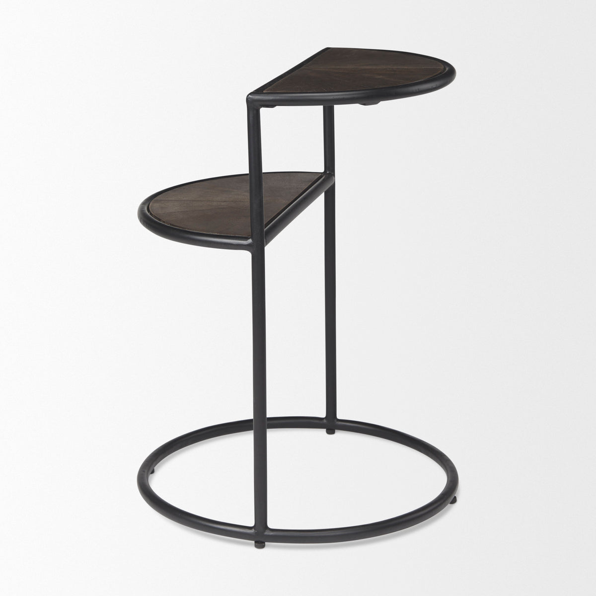 Arlo 20.5L x 20.5W x 24.4H Brown Wood W/Black Metal End Table-Accent Tables-DECOROLALA
