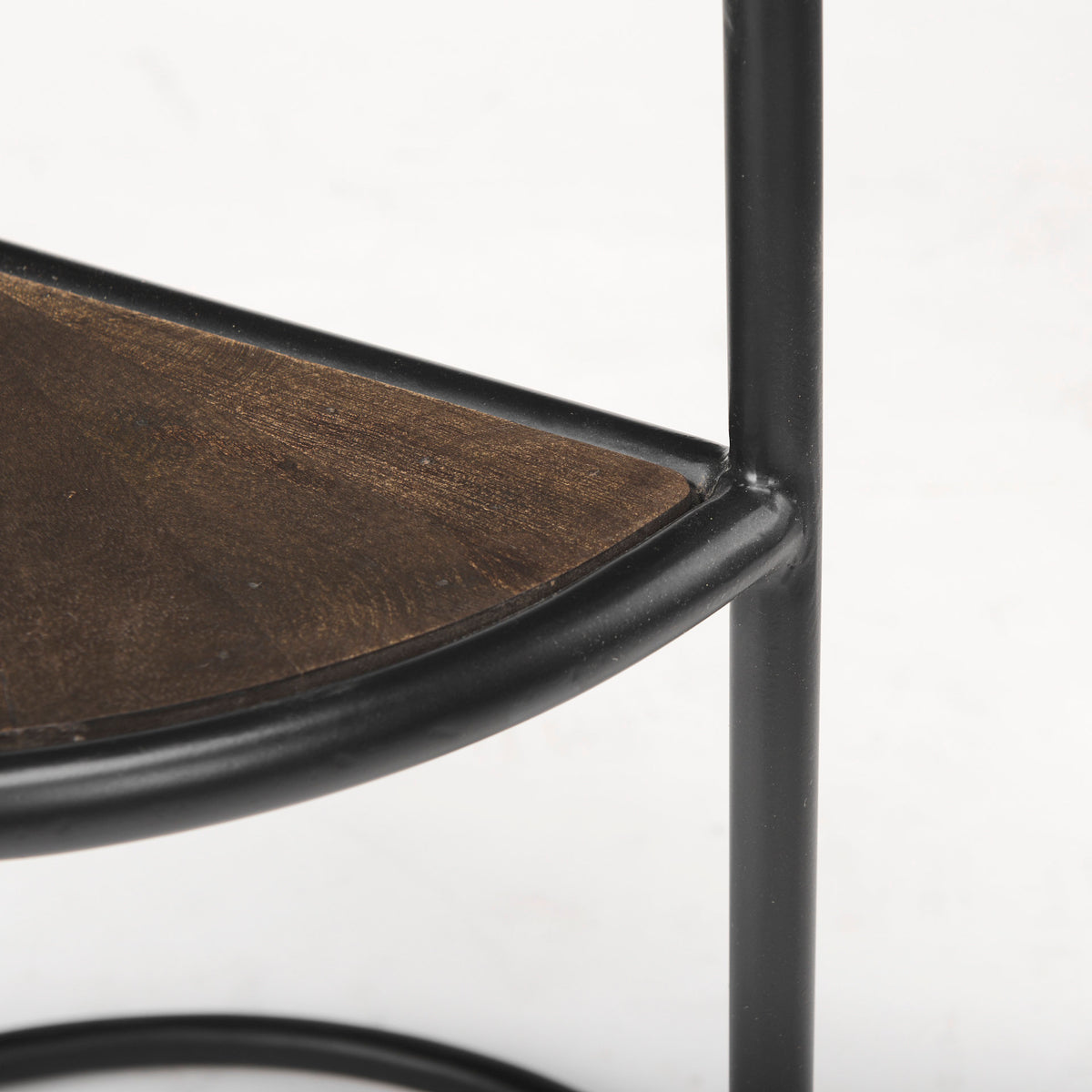 Arlo 20.5L x 20.5W x 24.4H Brown Wood W/Black Metal End Table-Accent Tables-DECOROLALA