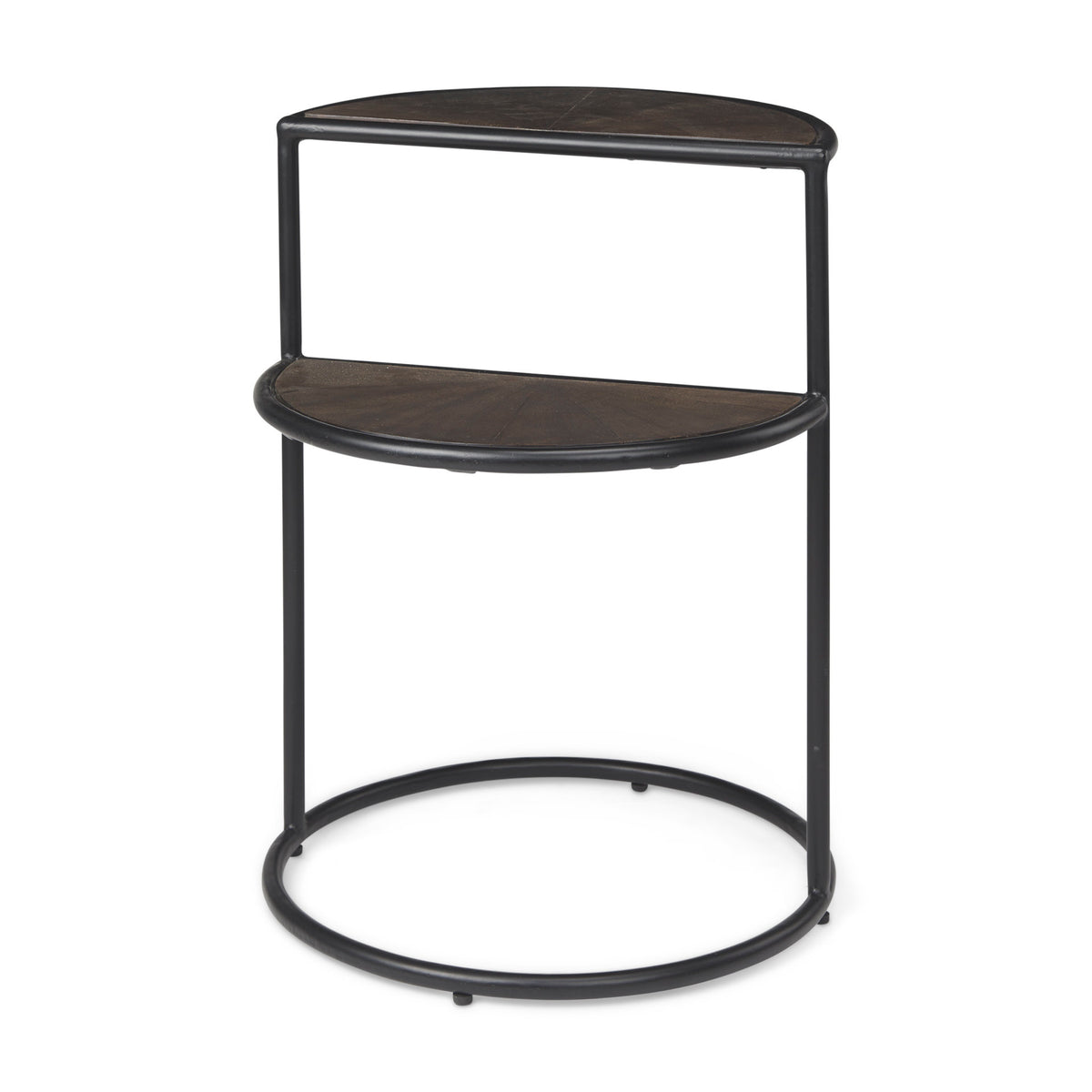 Arlo 20.5L x 20.5W x 24.4H Brown Wood W/Black Metal End Table-Accent Tables-DECOROLALA