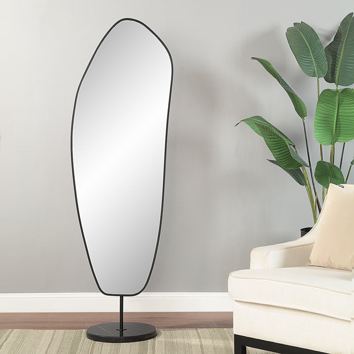 Arlon 70" Tall Irregular Mirror, Matte Black-Needs Review-DECOROLALA