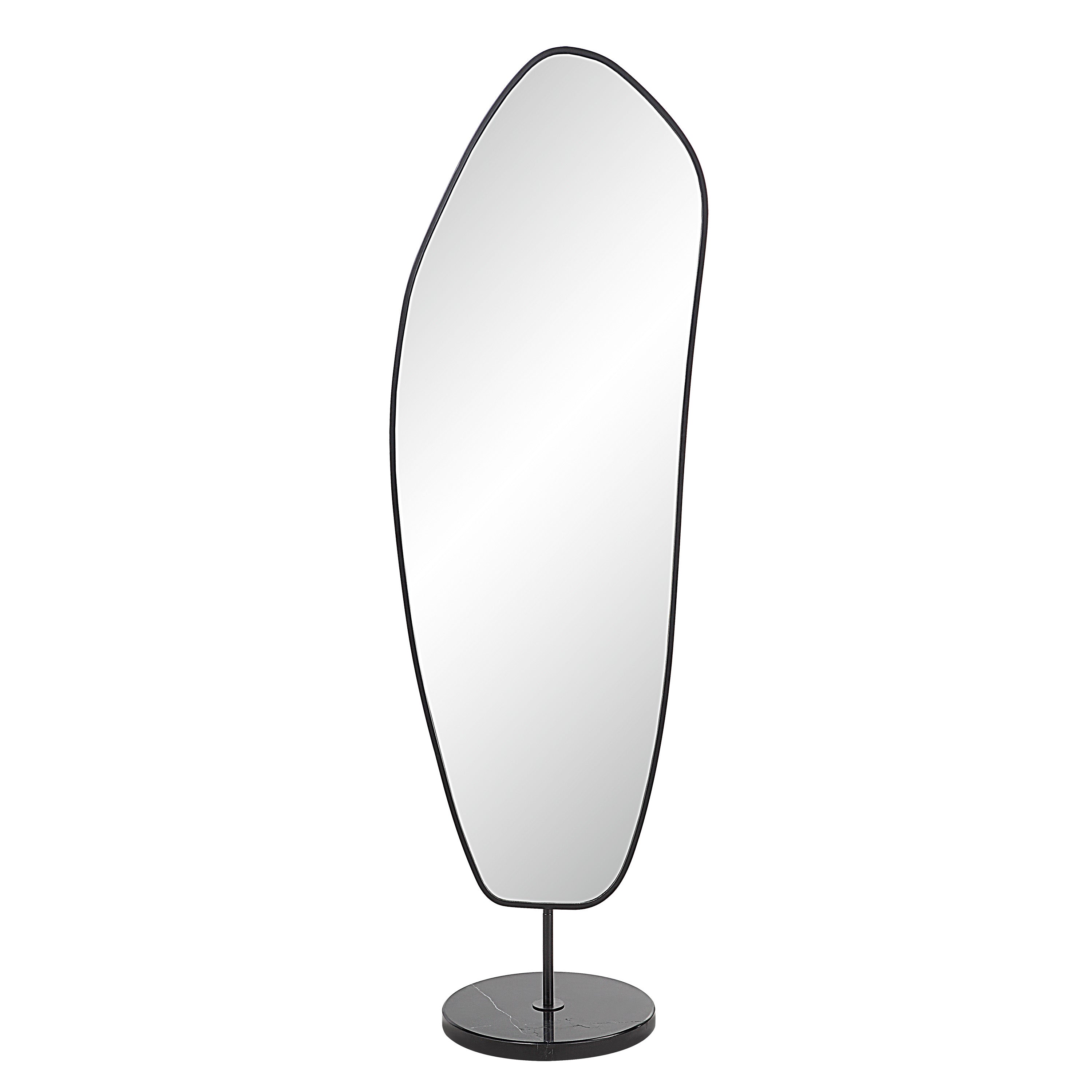 Arlon 70" Tall Irregular Mirror, Matte Black-Stand Alone-DECOROLALA