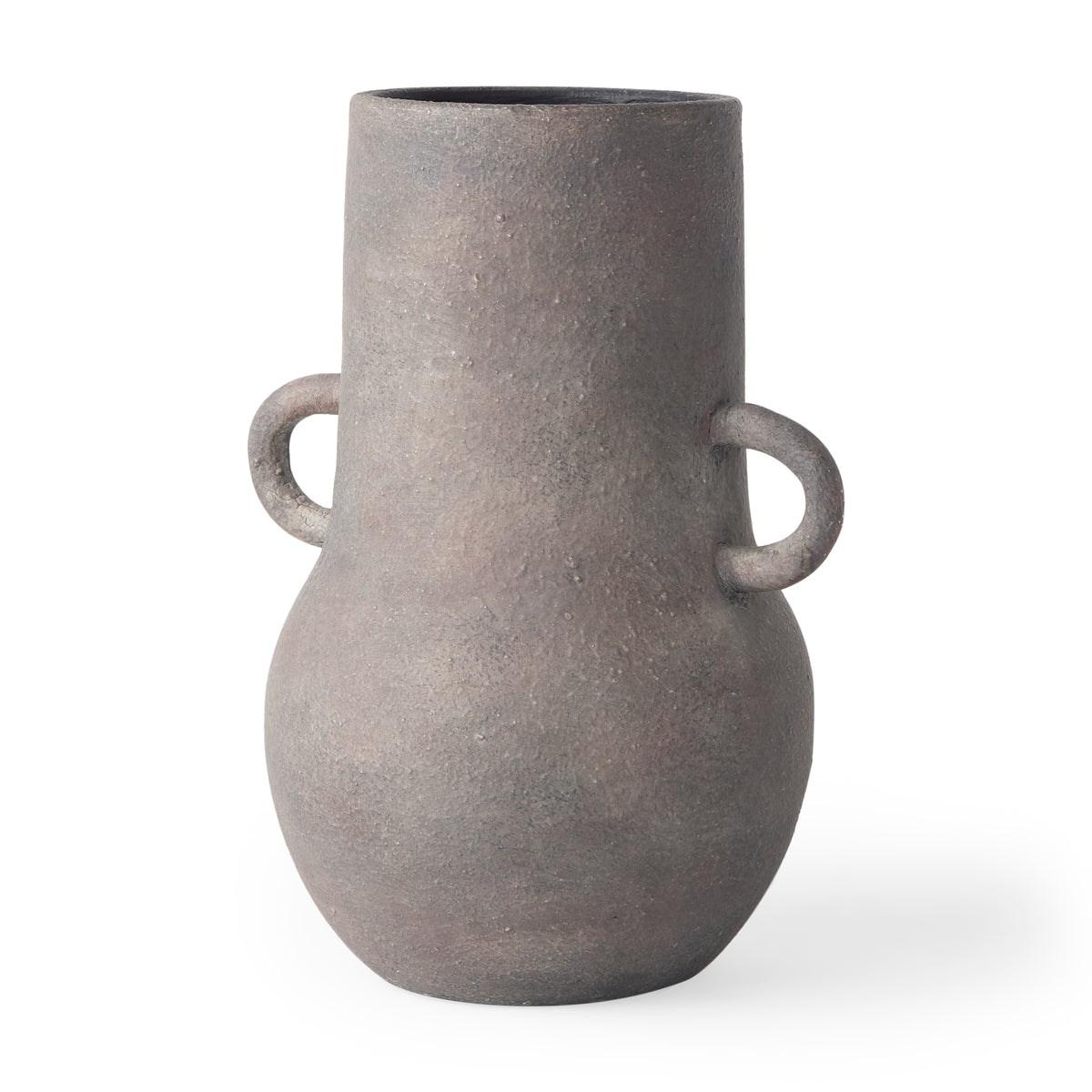 Armani 10.4H Brown-Gray Double Ear Ceramic Vase-Vase-DECOROLALA