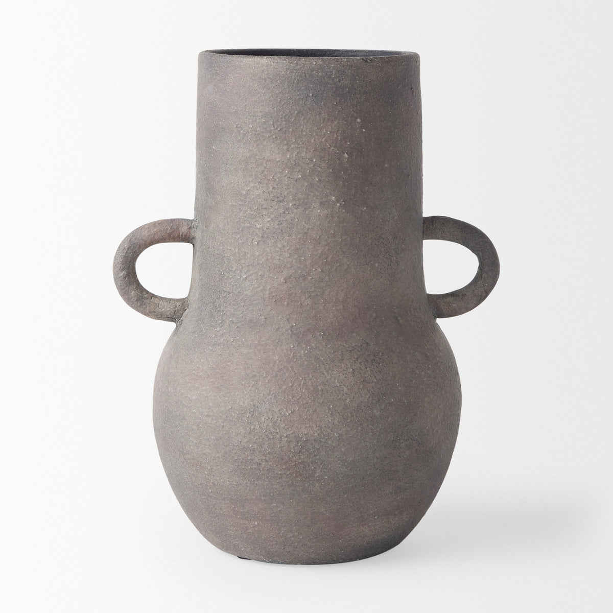 Armani 10.4H Brown-Gray Double Ear Ceramic Vase-Vase-DECOROLALA
