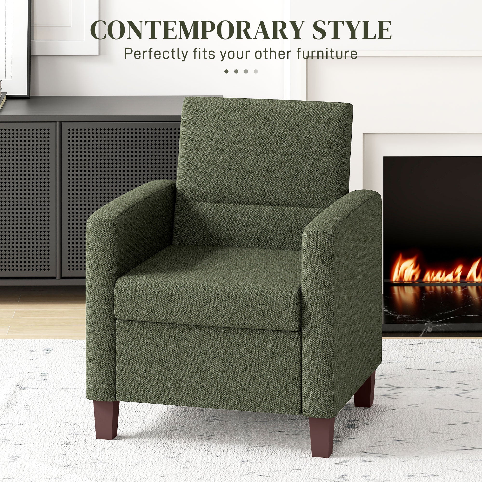 Armchair Linen Dark Green 28"W-DECOROLALA
