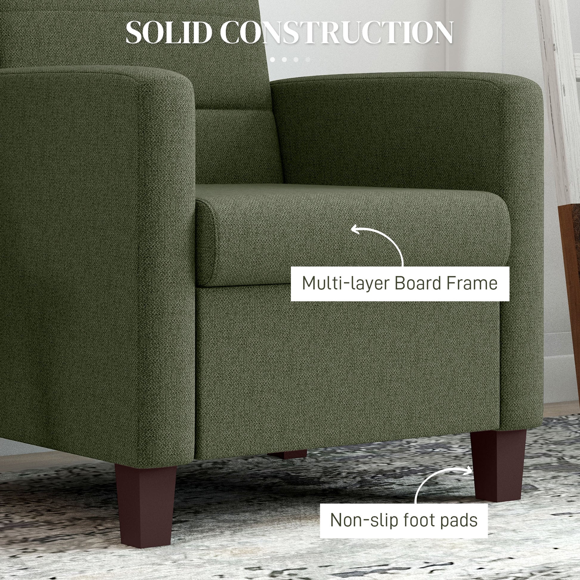Armchair Linen Dark Green 28"W-DECOROLALA