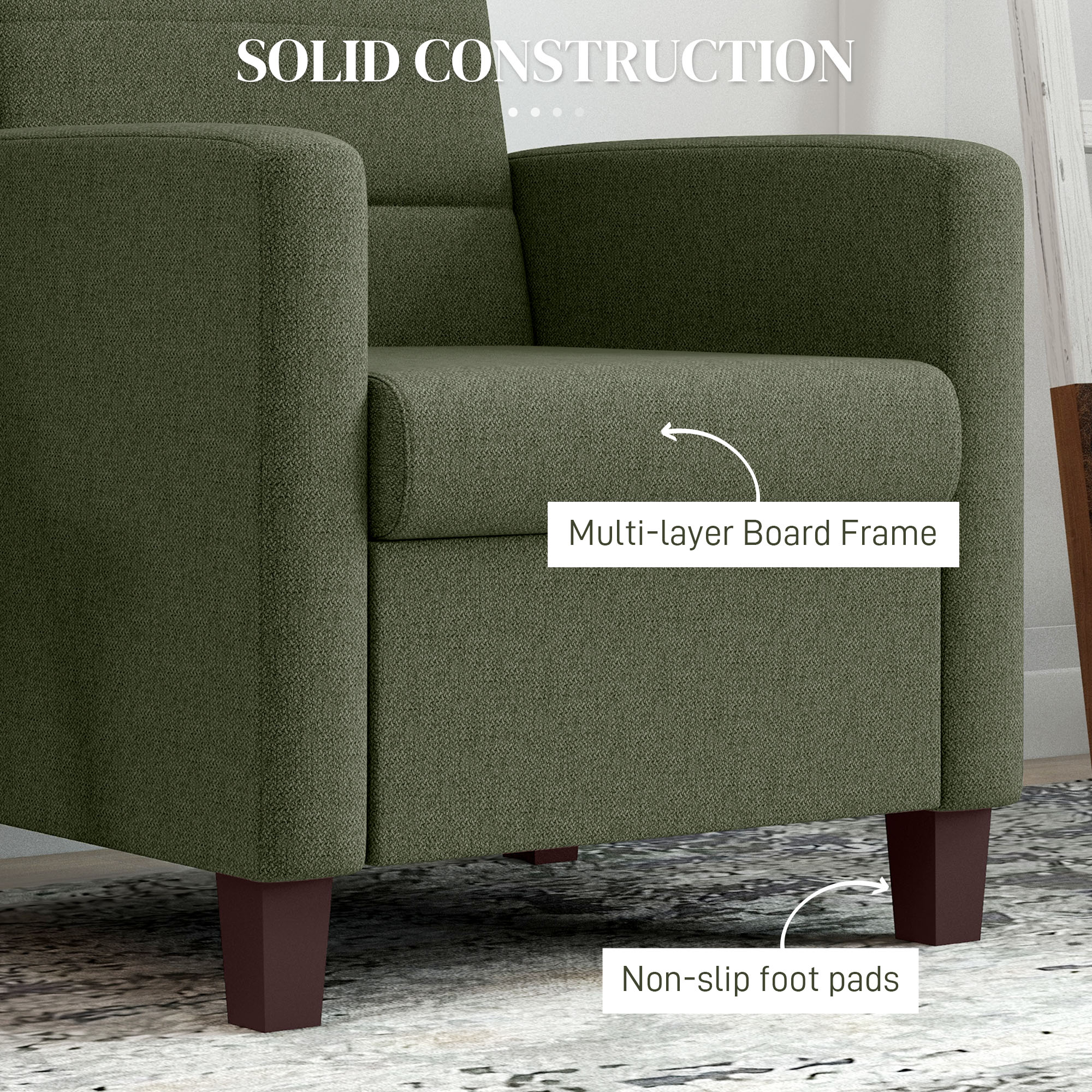 Armchair Linen Dark Green 28"W-DECOROLALA
