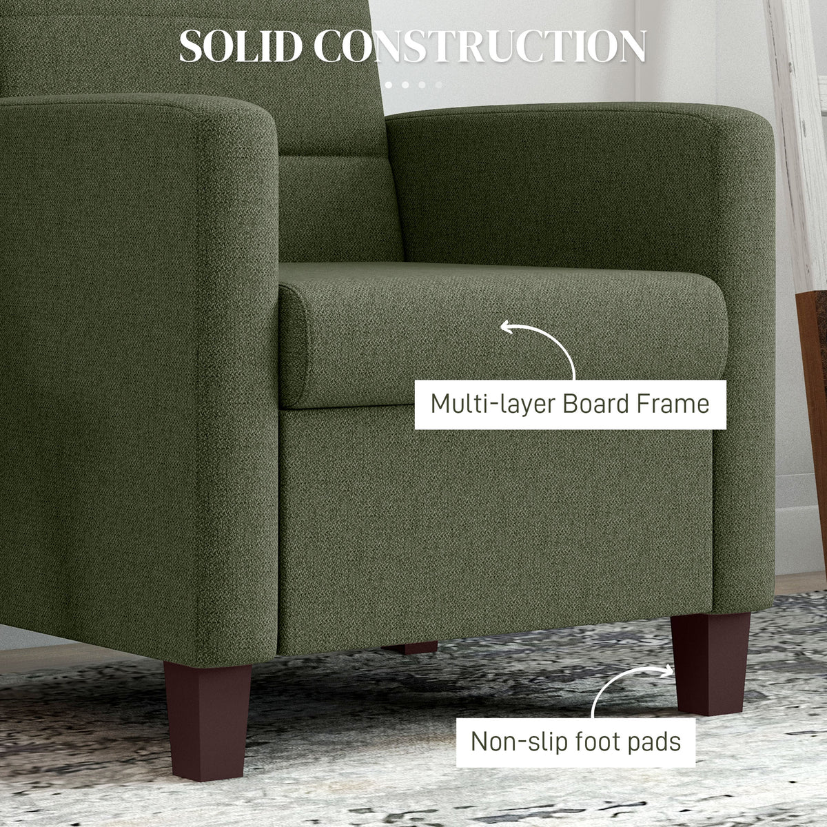 Armchair Linen Dark Green 28"W-DECOROLALA