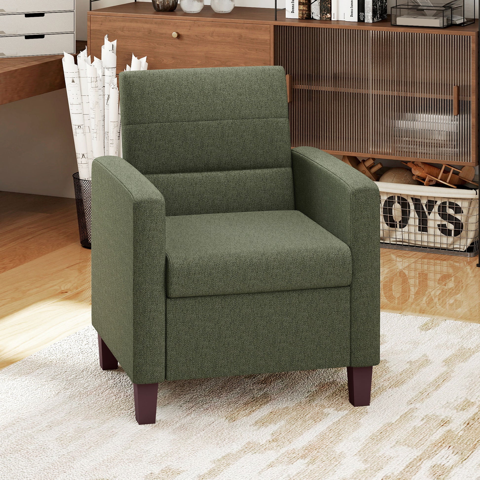 Armchair Linen Dark Green 28"W-DECOROLALA