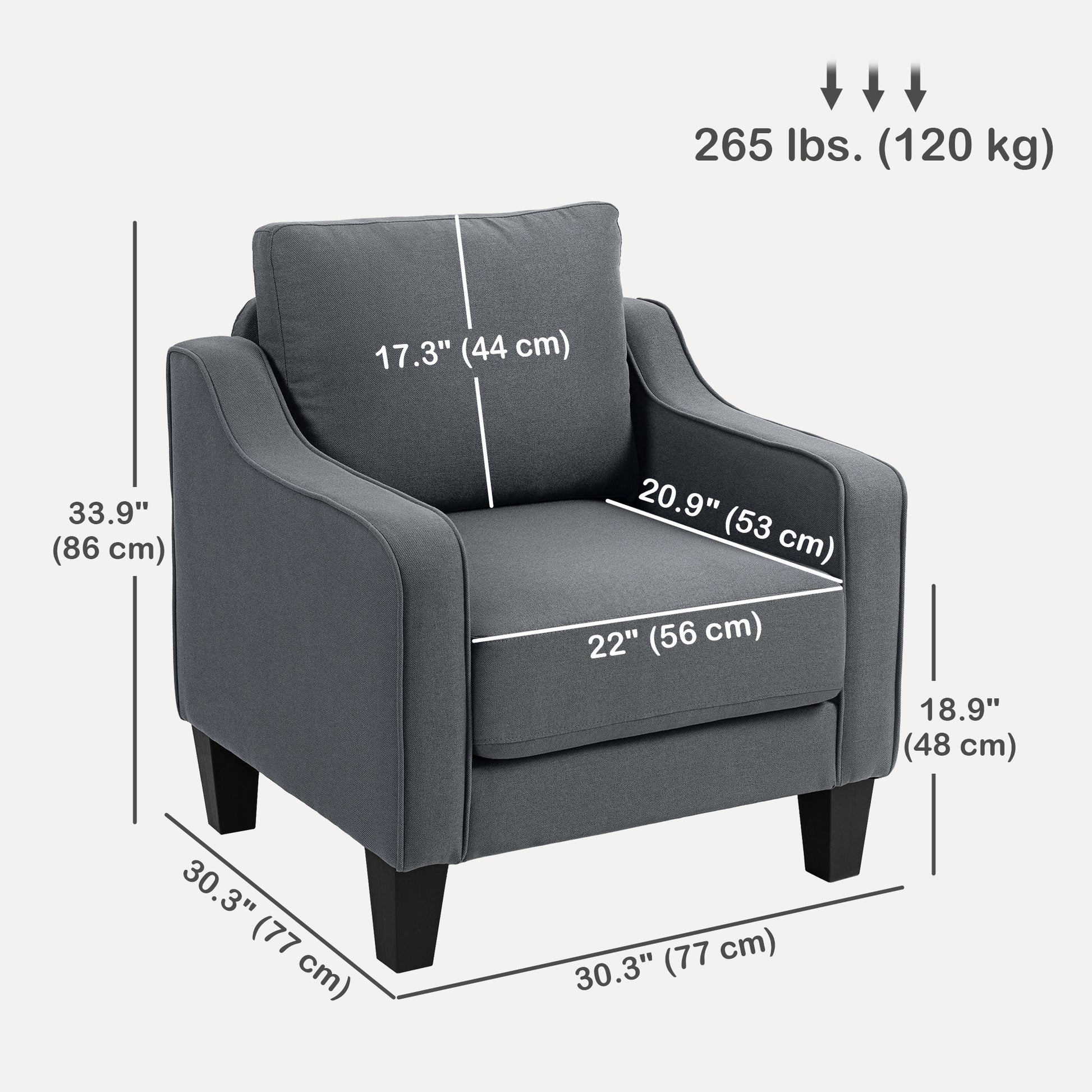 Armchair Modern Accent Chair Charcoal Grey-DECOROLALA