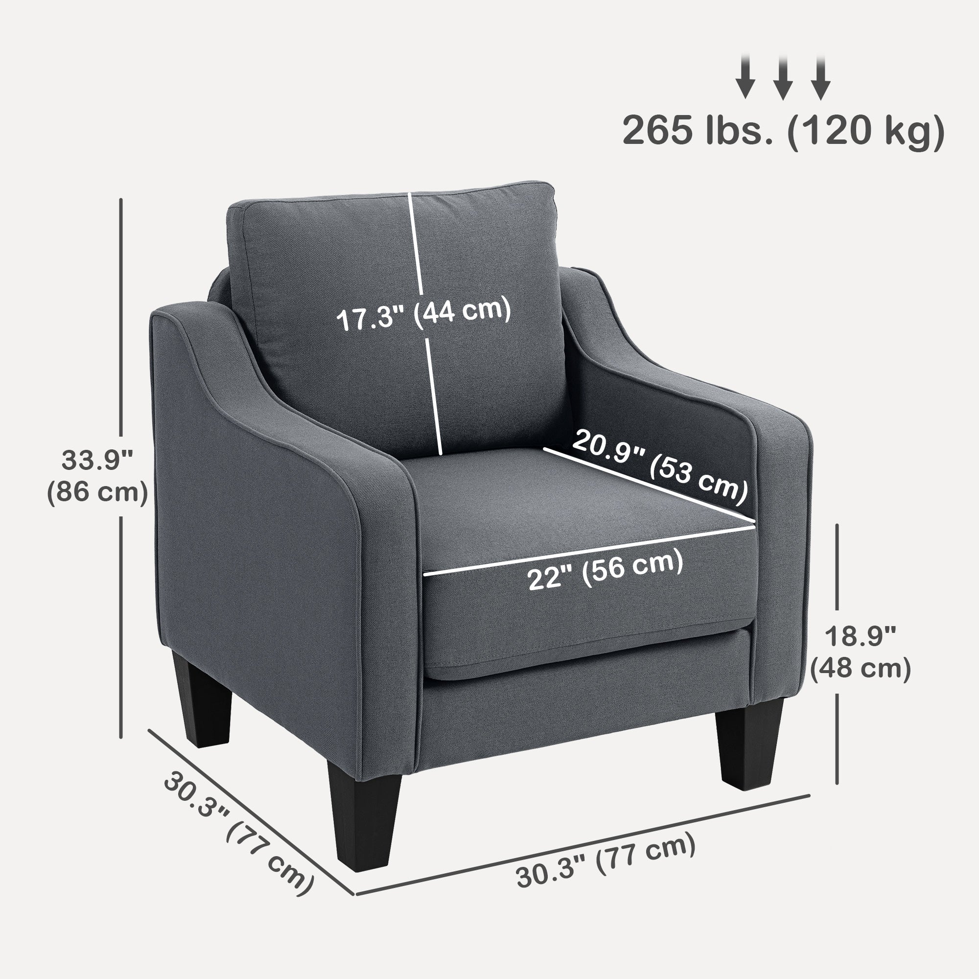 Armchair Modern Accent Chair Charcoal Grey-DECOROLALA