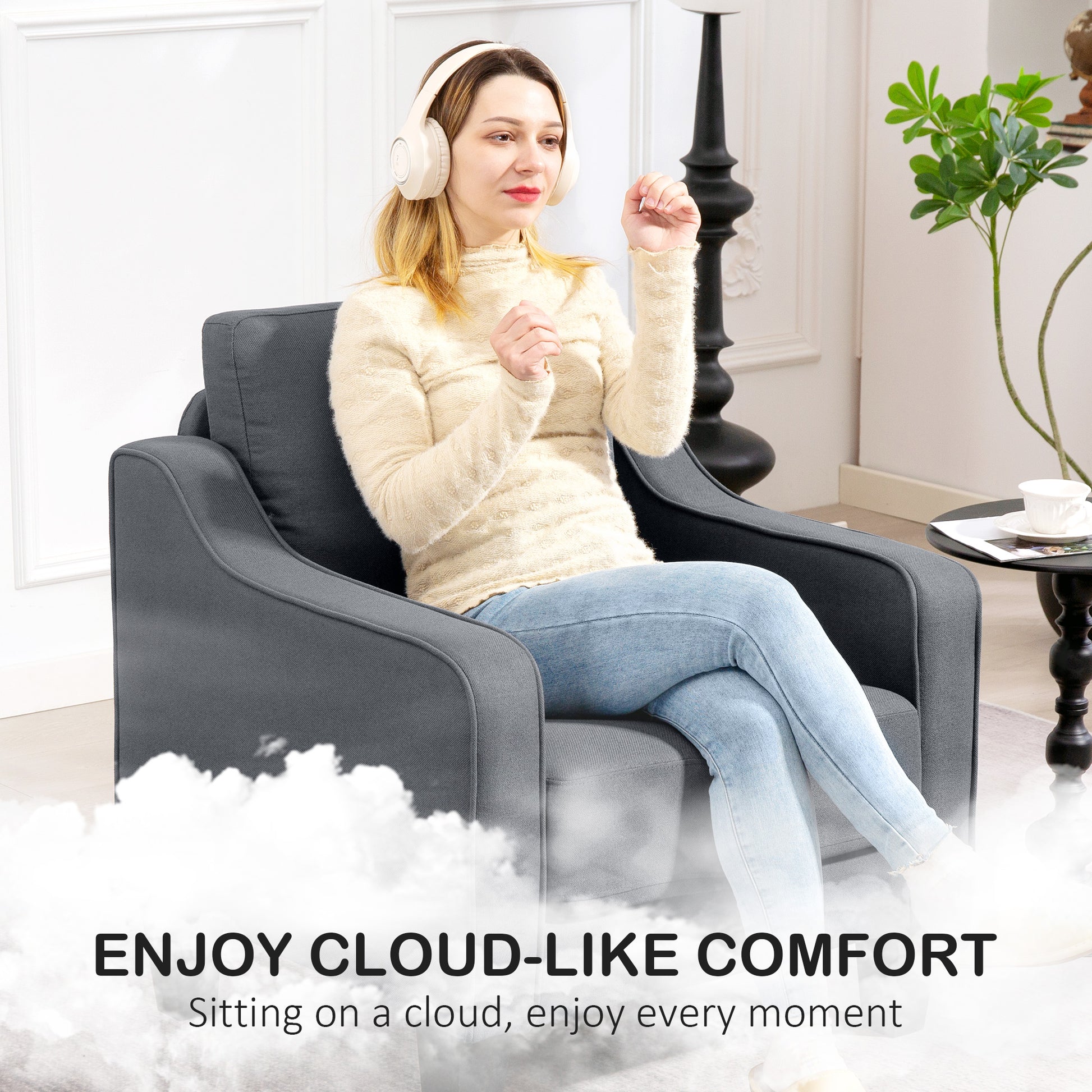 Armchair Modern Accent Chair Charcoal Grey-DECOROLALA