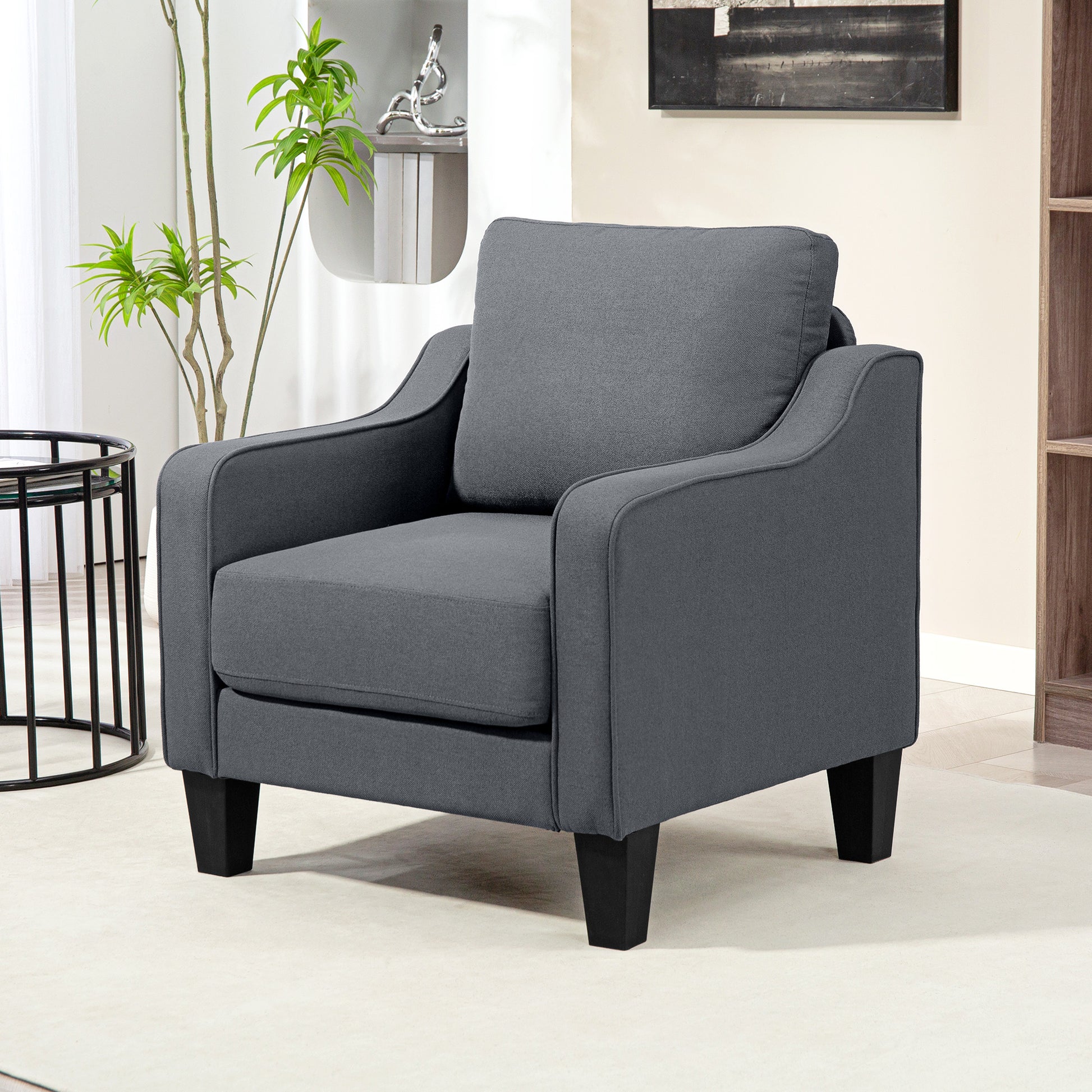 Armchair Modern Accent Chair Charcoal Grey-DECOROLALA