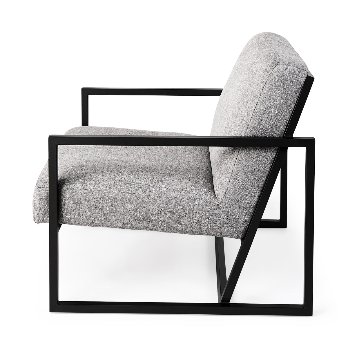Armelle Accent Chair - Gray Fabric Black Metal Frame-Accent Chairs-DECOROLALA