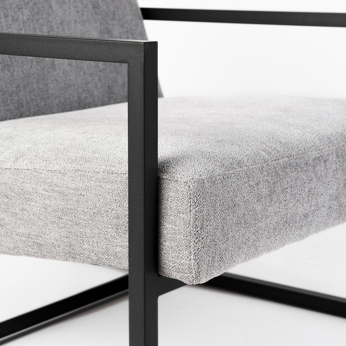 Armelle Accent Chair - Gray Fabric Black Metal Frame-Accent Chairs-DECOROLALA