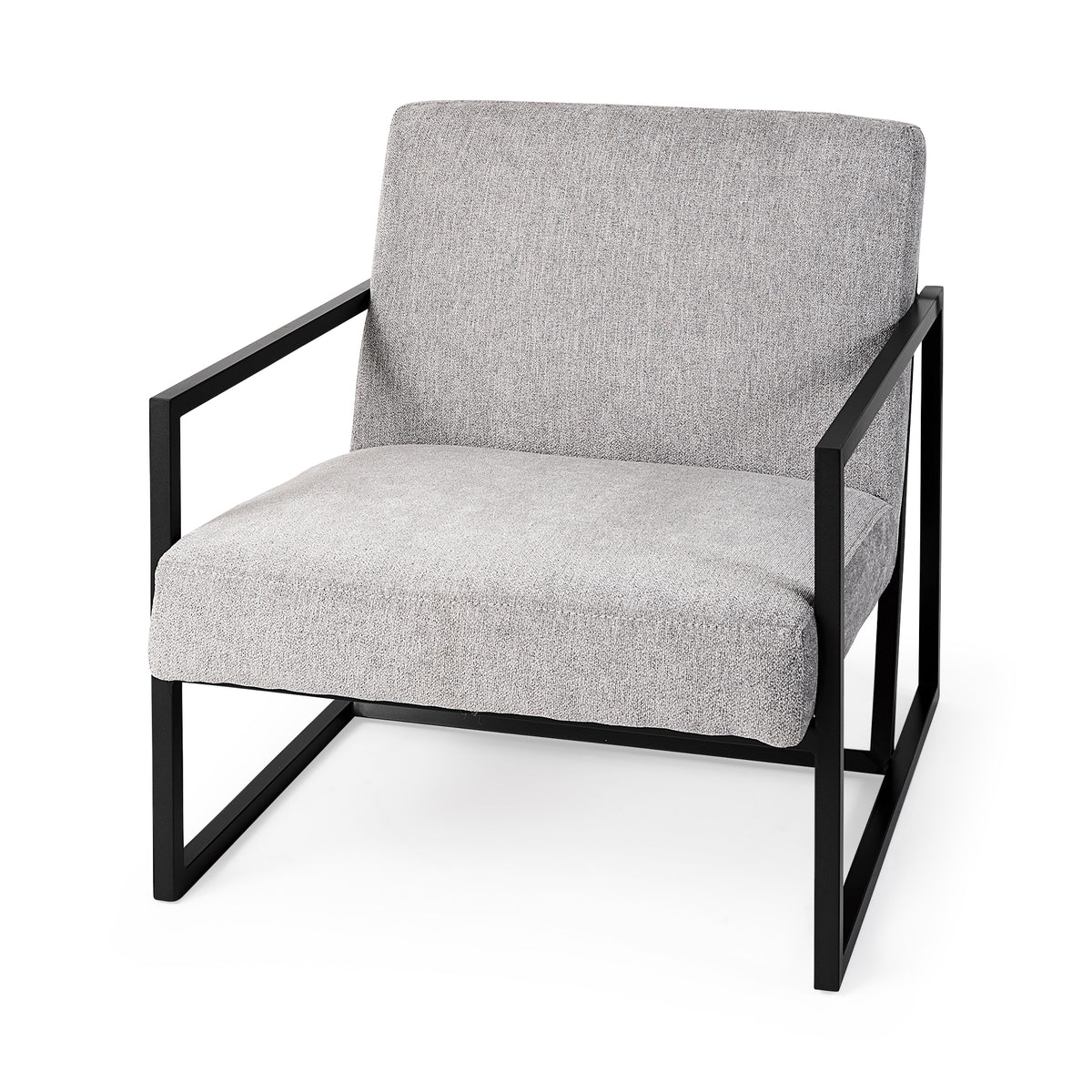 Armelle Accent Chair - Gray Fabric Black Metal Frame-Accent Chairs-DECOROLALA