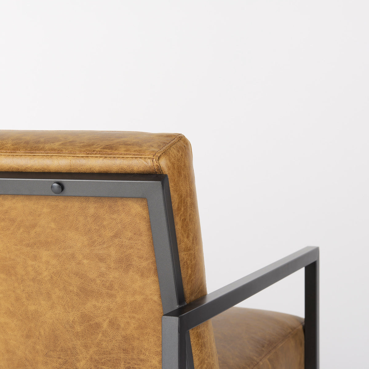 Armelle II Accent Chair - Brown Leather Gray Metal Frame-Accent Chairs-DECOROLALA