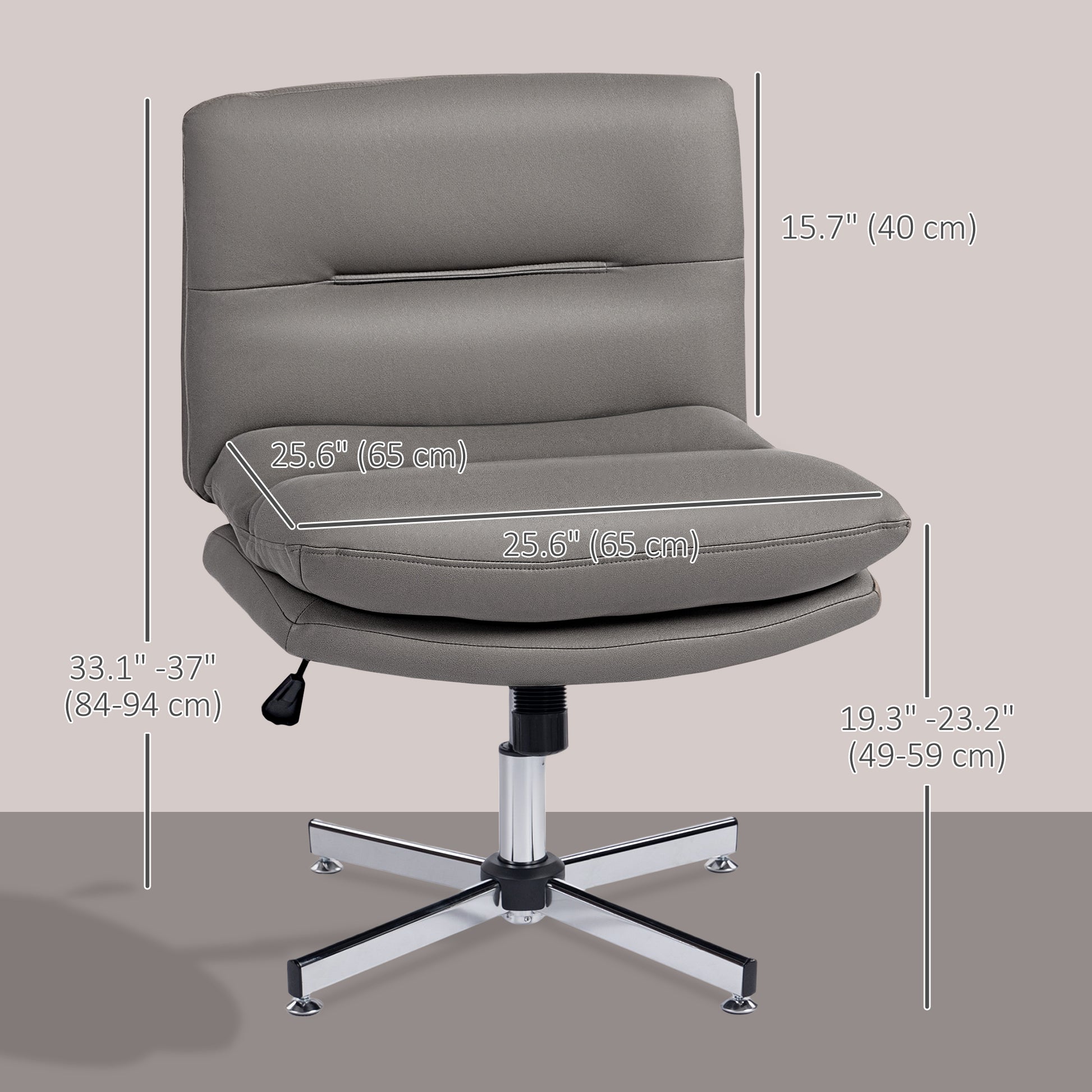 Armless Criss Cross Office Chair - Grey Microfiber-Office Products > Office Furniture > Office Chairs > Task Chairs-DECOROLALA