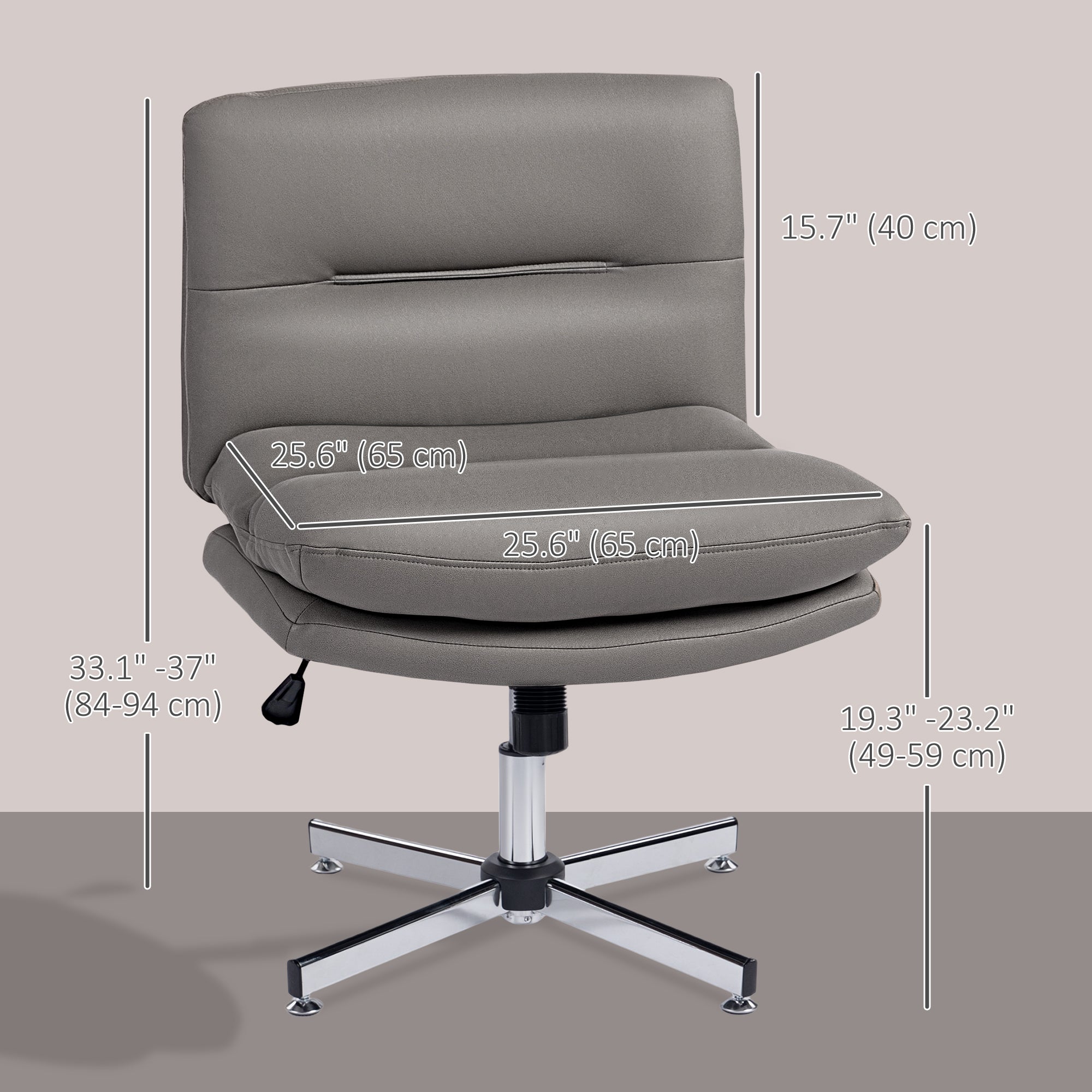 Armless Criss Cross Office Chair - Grey Microfiber-Office Products > Office Furniture > Office Chairs > Task Chairs-DECOROLALA