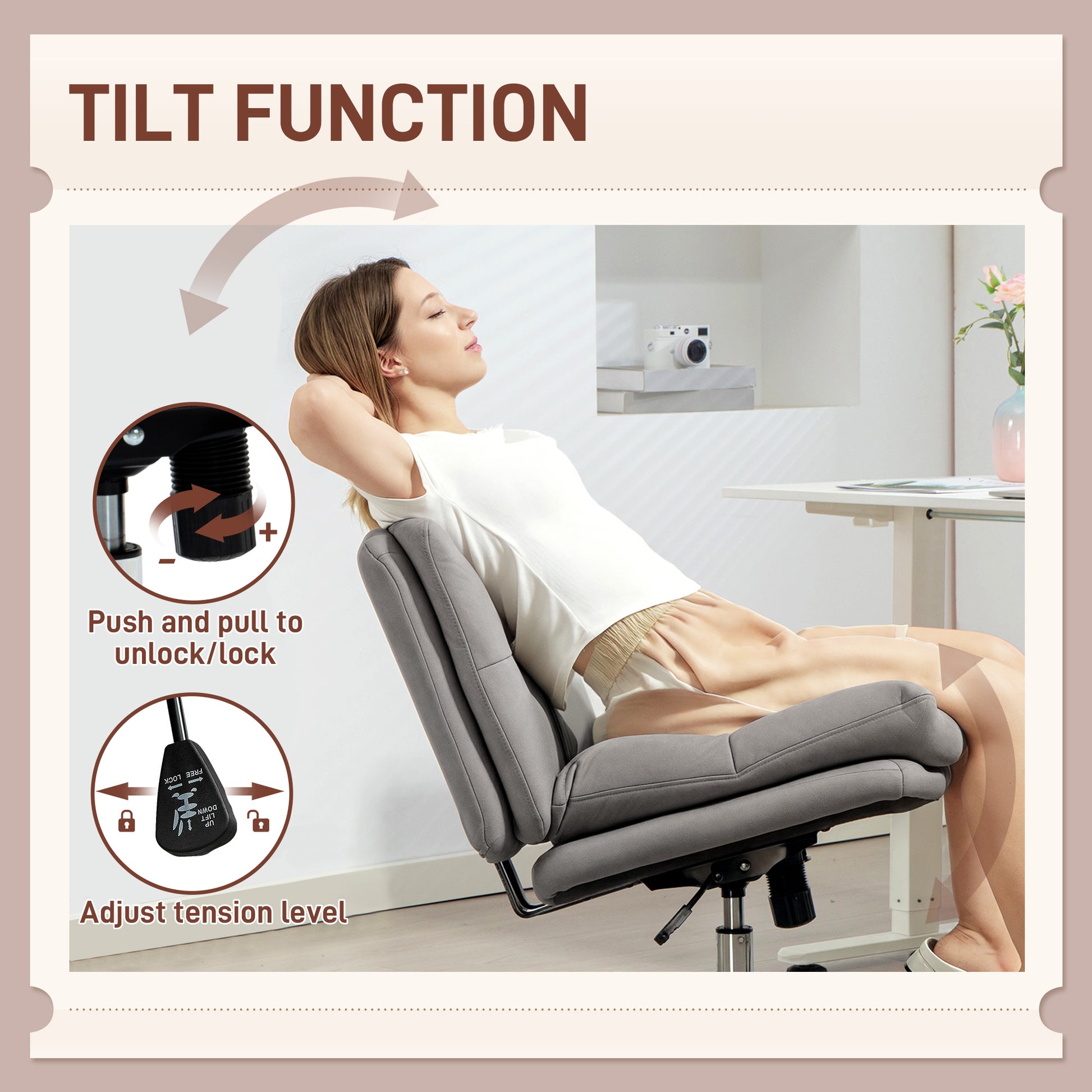 Armless Criss Cross Office Chair - Grey Microfiber-Office Products > Office Furniture > Office Chairs > Task Chairs-DECOROLALA