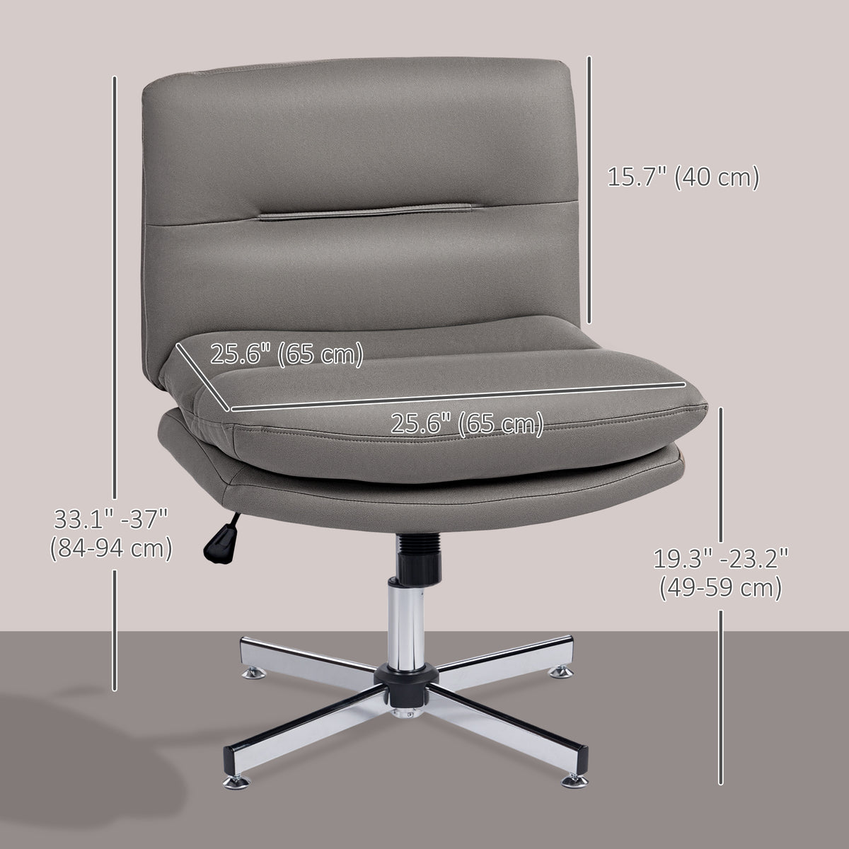 Armless Criss Cross Office Chair - Grey Microfiber-Task Chairs-DECOROLALA
