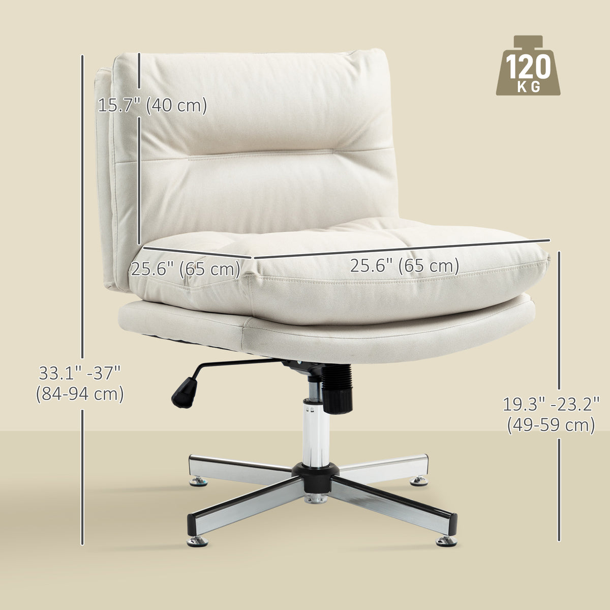 Armless Criss Cross Office Chair - Light Grey Microfiber-Office Products > Office Furniture > Office Chairs > Task Chairs-DECOROLALA