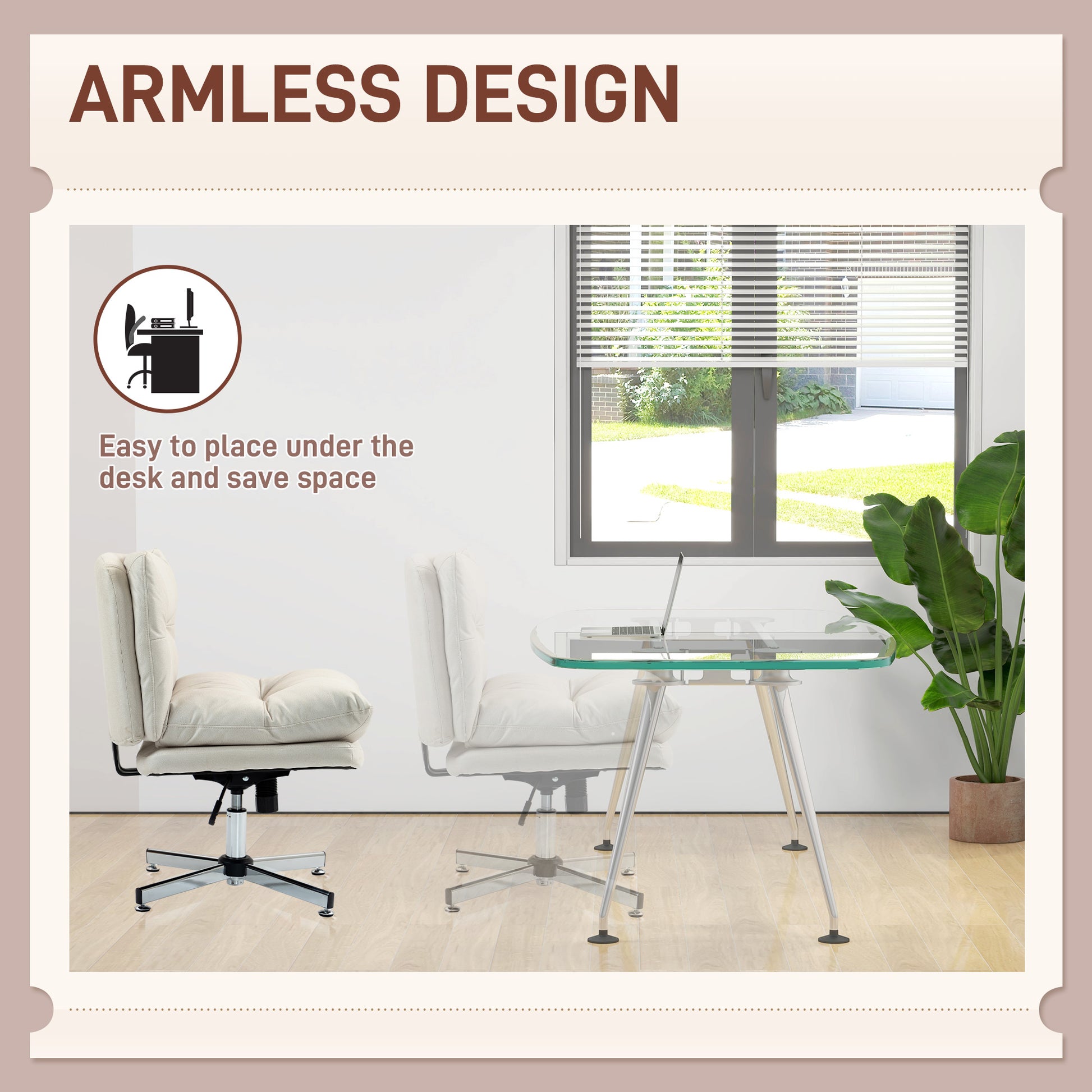 Armless Criss Cross Office Chair - Light Grey Microfiber-Office Products > Office Furniture > Office Chairs > Task Chairs-DECOROLALA