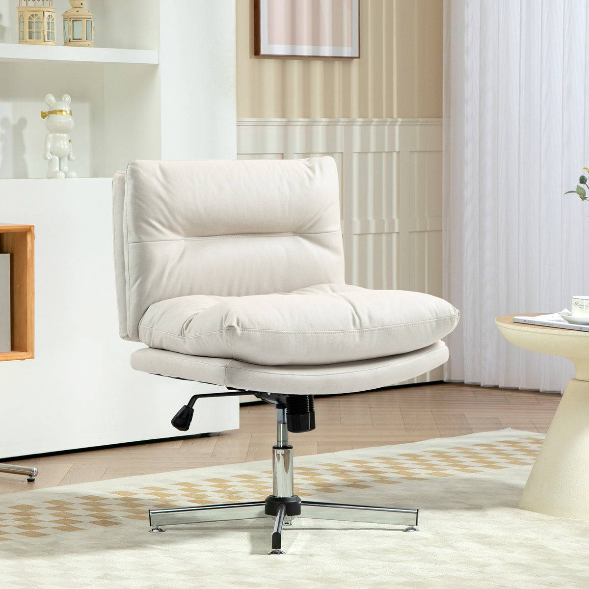 Armless Criss Cross Office Chair - Light Grey Microfiber-Office Products > Office Furniture > Office Chairs > Task Chairs-DECOROLALA