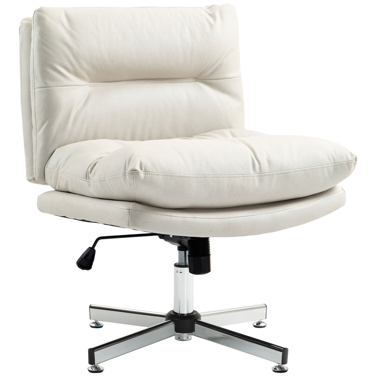 Armless Criss Cross Office Chair - Light Grey Microfiber-Office Products > Office Furniture > Office Chairs > Task Chairs-DECOROLALA