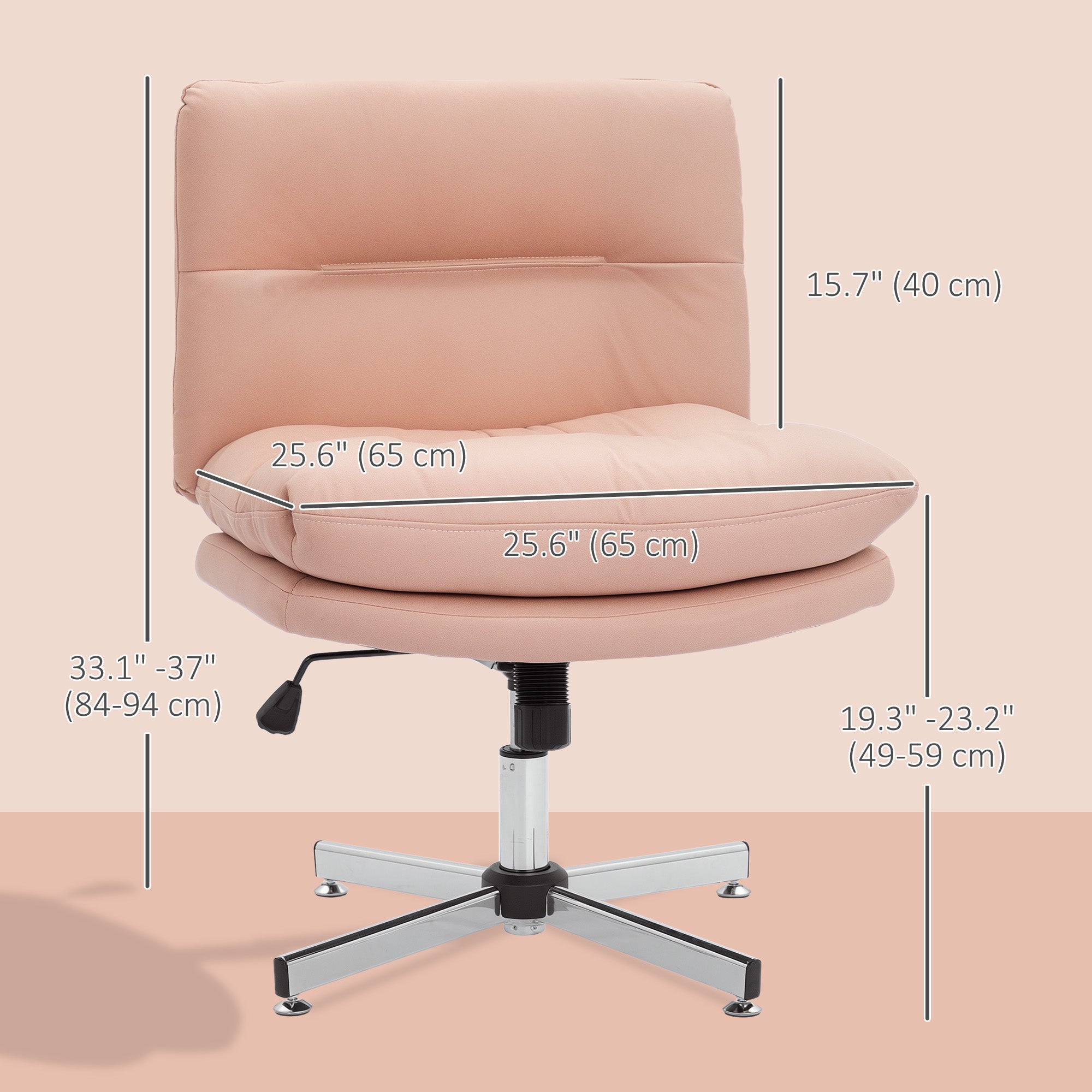 Armless Criss Cross Office Chair - Pink Microfiber-Office Products > Office Furniture > Office Chairs > Task Chairs-DECOROLALA