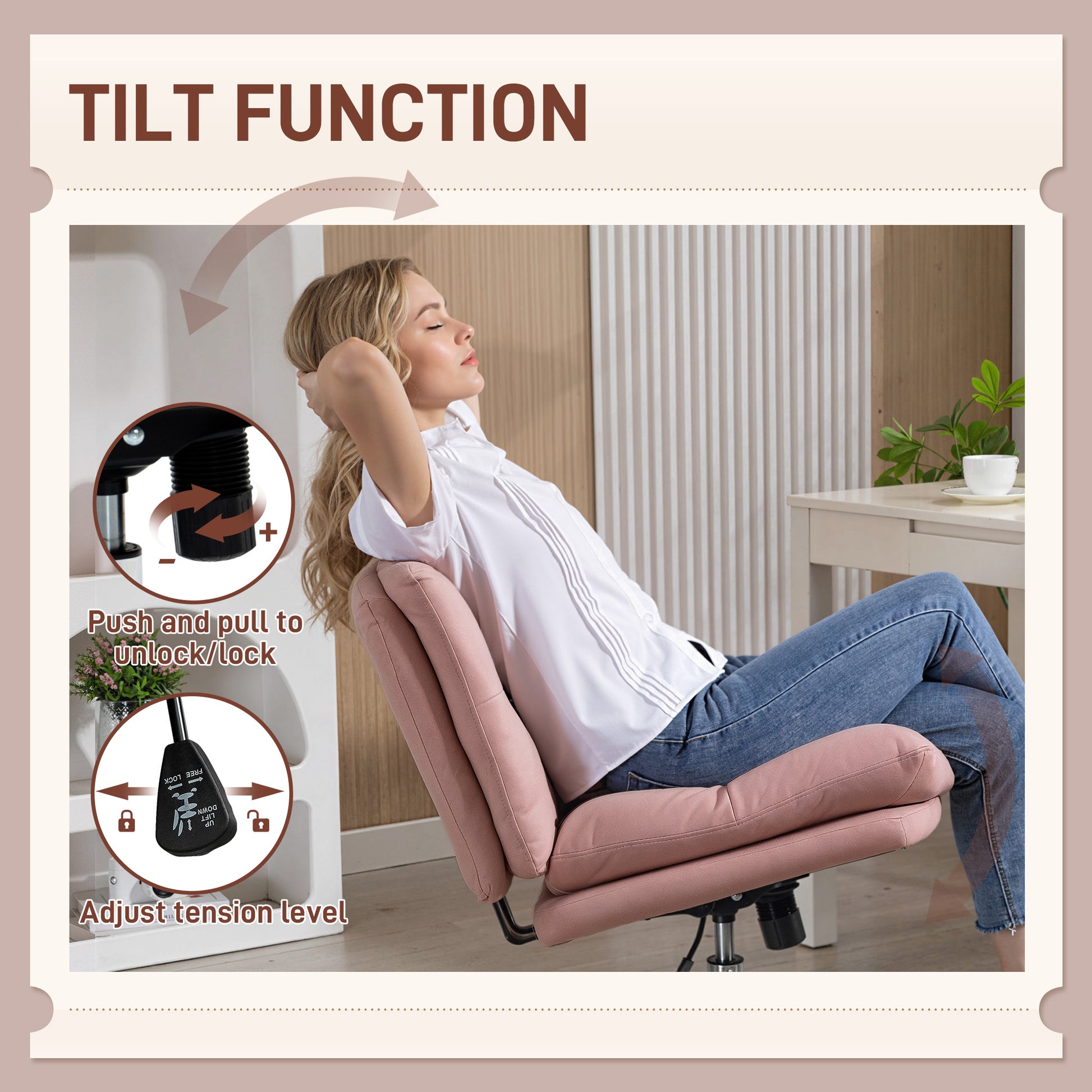 Armless Criss Cross Office Chair - Pink Microfiber-Office Products > Office Furniture > Office Chairs > Task Chairs-DECOROLALA
