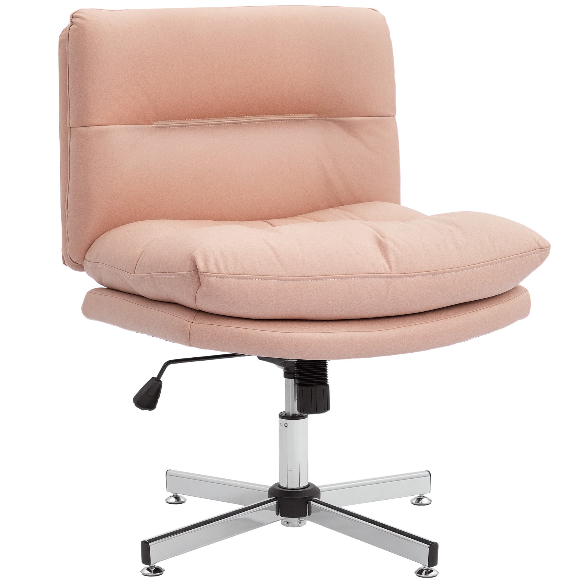Armless Criss Cross Office Chair - Pink Microfiber-Office Products > Office Furniture > Office Chairs > Task Chairs-DECOROLALA