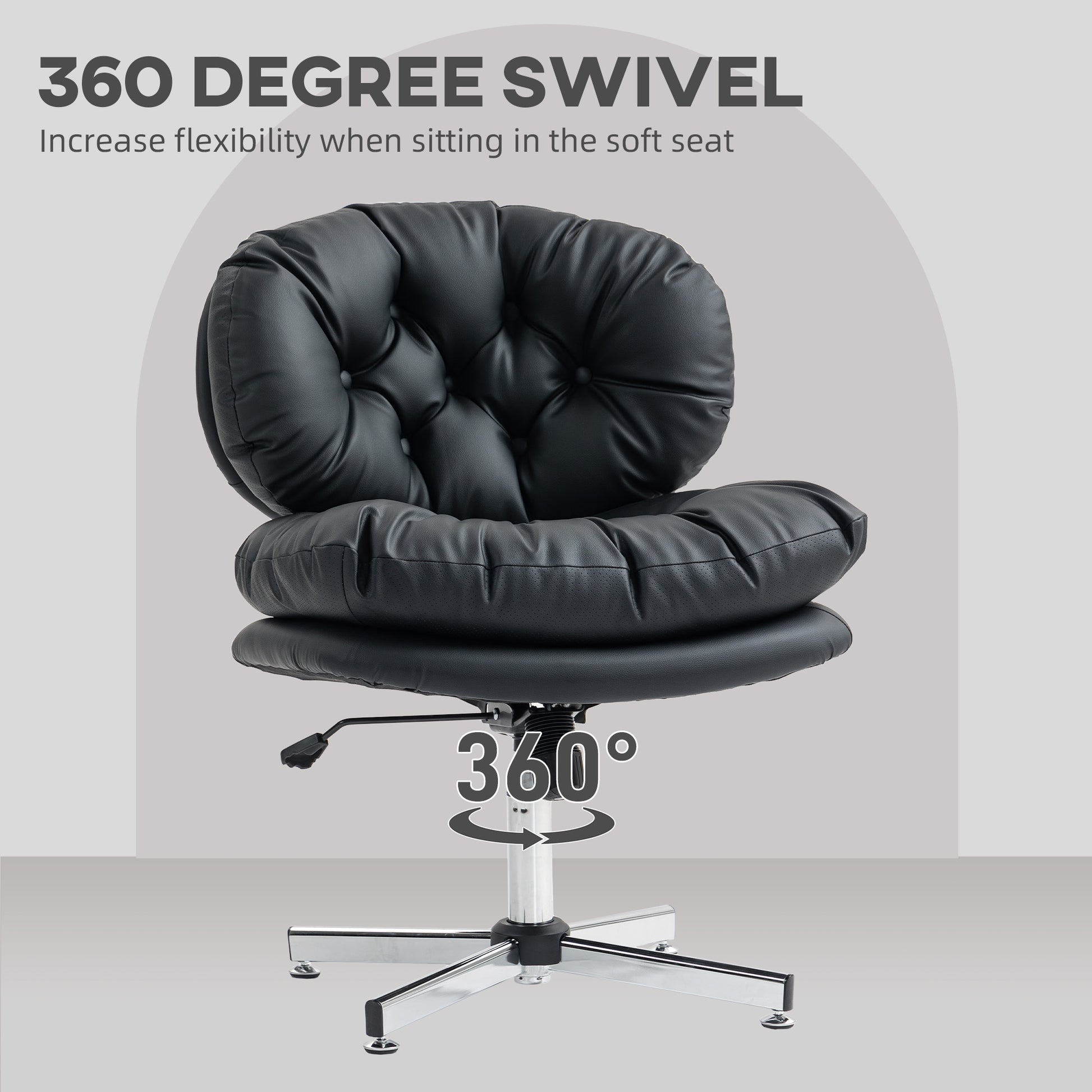 Armless Office Chair - Black PU Leather Swivel Desk Chair-Office Products > Office Furniture > Office Chairs > Task Chairs-DECOROLALA