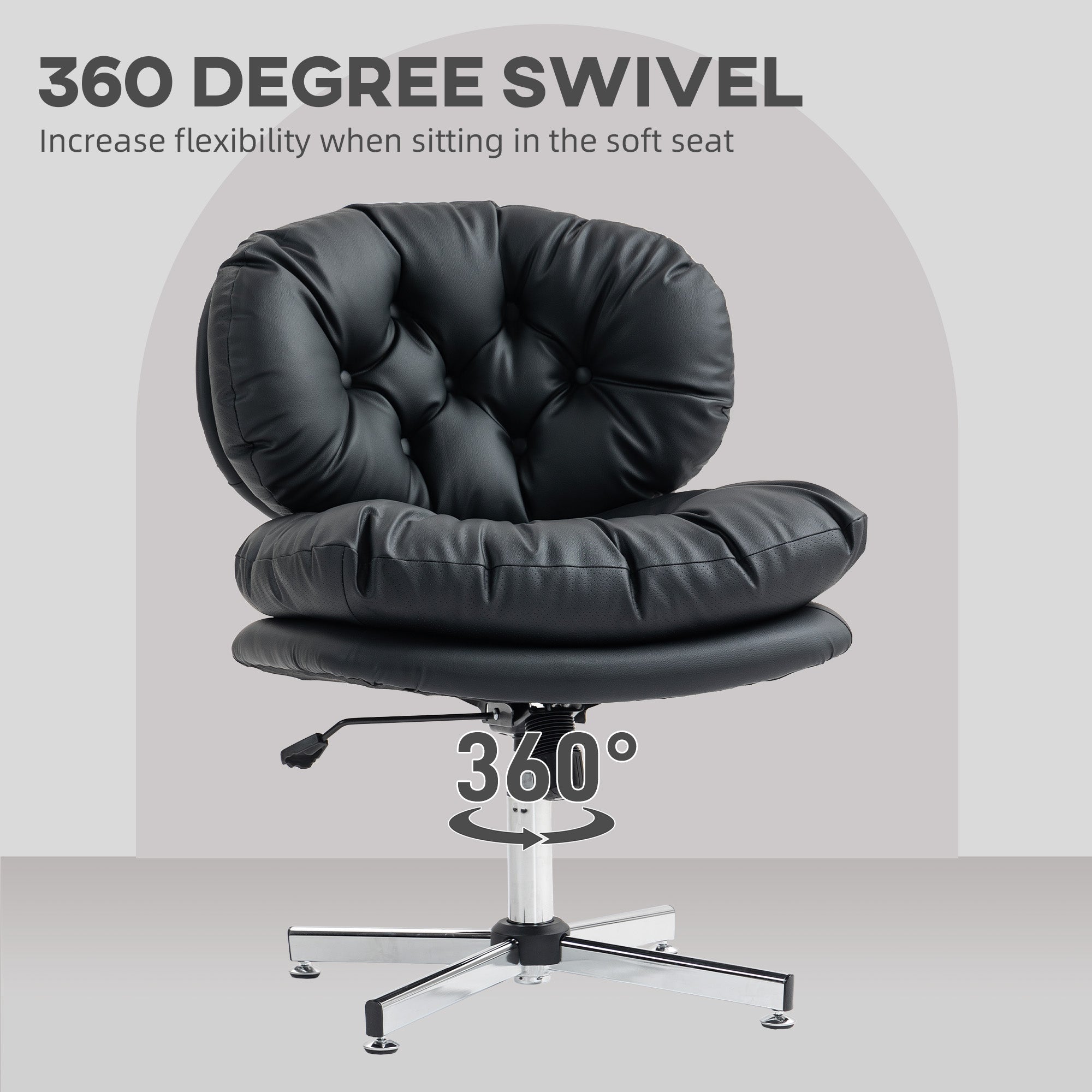 Armless Office Chair - Black PU Leather Swivel Desk Chair-Office Products > Office Furniture > Office Chairs > Task Chairs-DECOROLALA