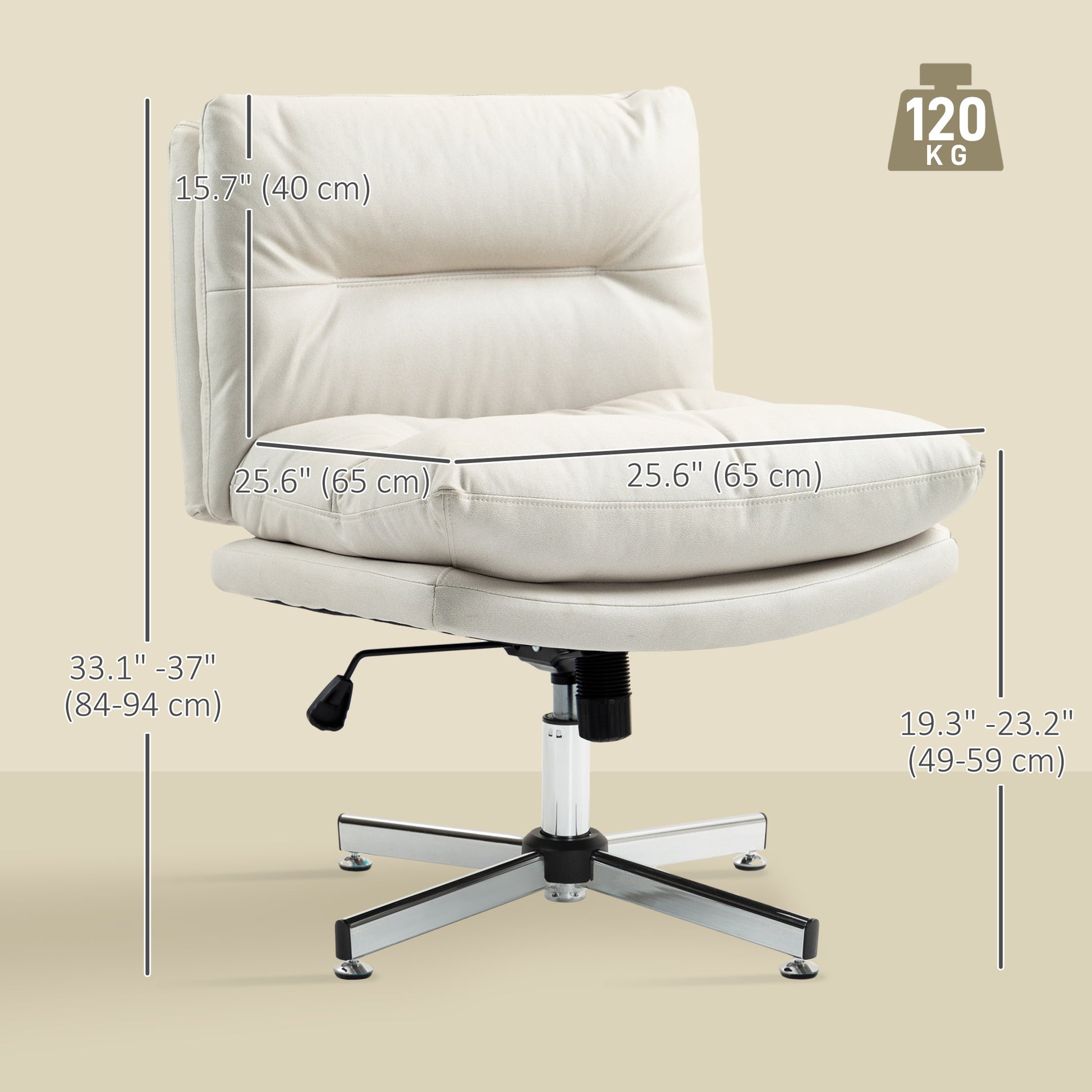 Armless Office Chair, Criss Cross Chair with Adjustable Height & Tilt Function for Home Office, Study, Light Grey-Office Products > Office Furniture > Office Chairs > Task Chairs-DECOROLALA