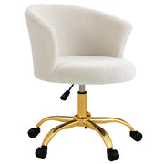 Armless Office Chair - Gold Teddy Fleece Swivel Desk Chair-Office Products > Office Furniture > Office Chairs > Task Chairs-DECOROLALA