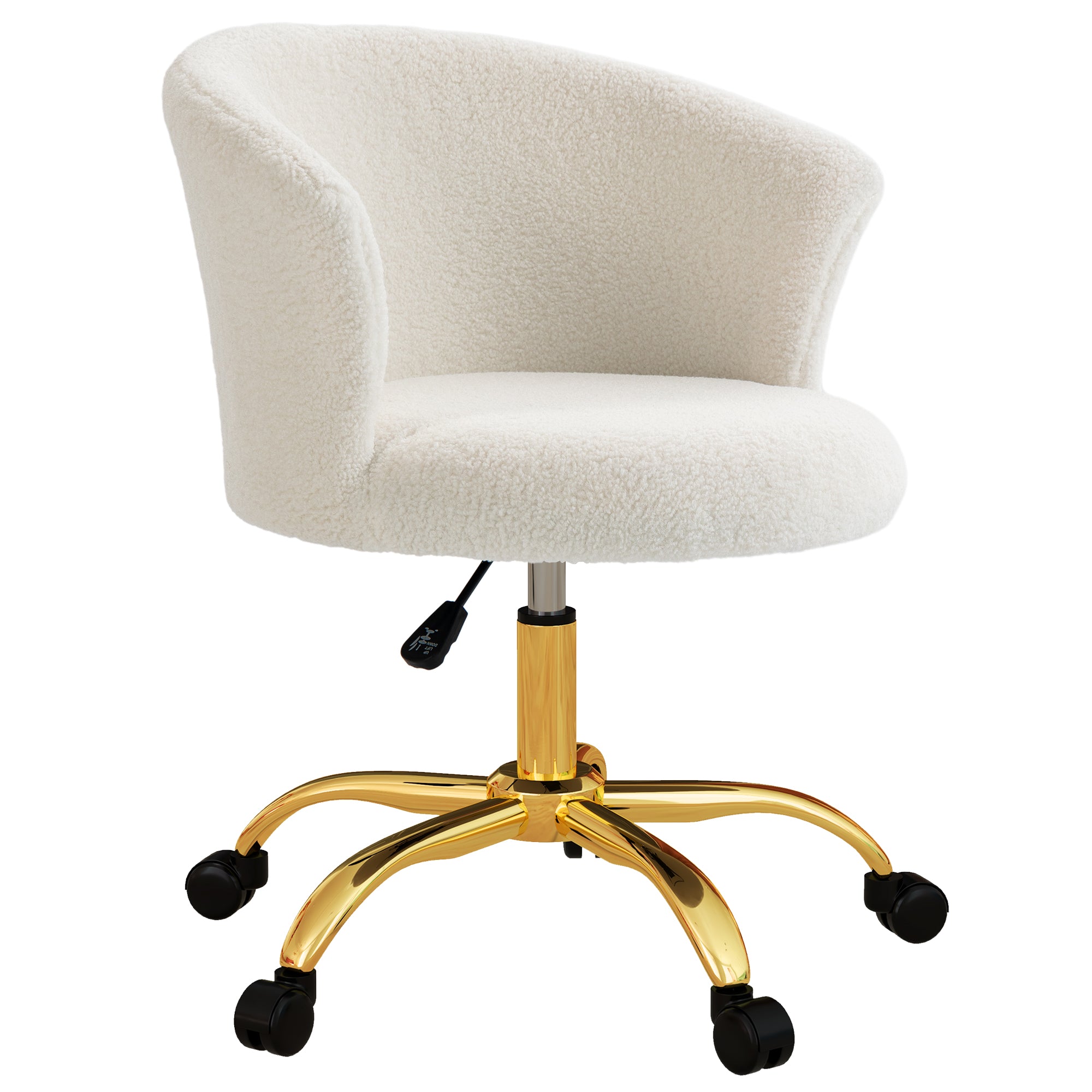 Armless Office Chair - Gold Teddy Fleece Swivel Desk Chair-Office Products > Office Furniture > Office Chairs > Task Chairs-DECOROLALA