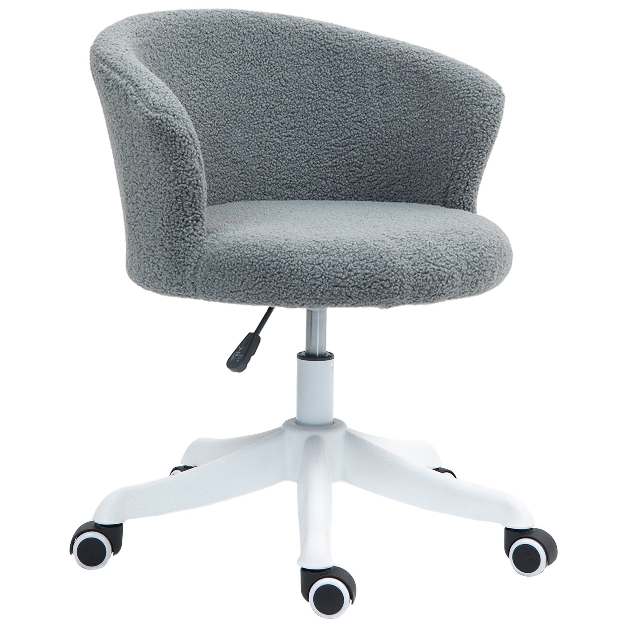 Armless Office Chair - Grey Teddy Fleece Swivel Desk Chair-Office Products > Office Furniture > Office Chairs-DECOROLALA