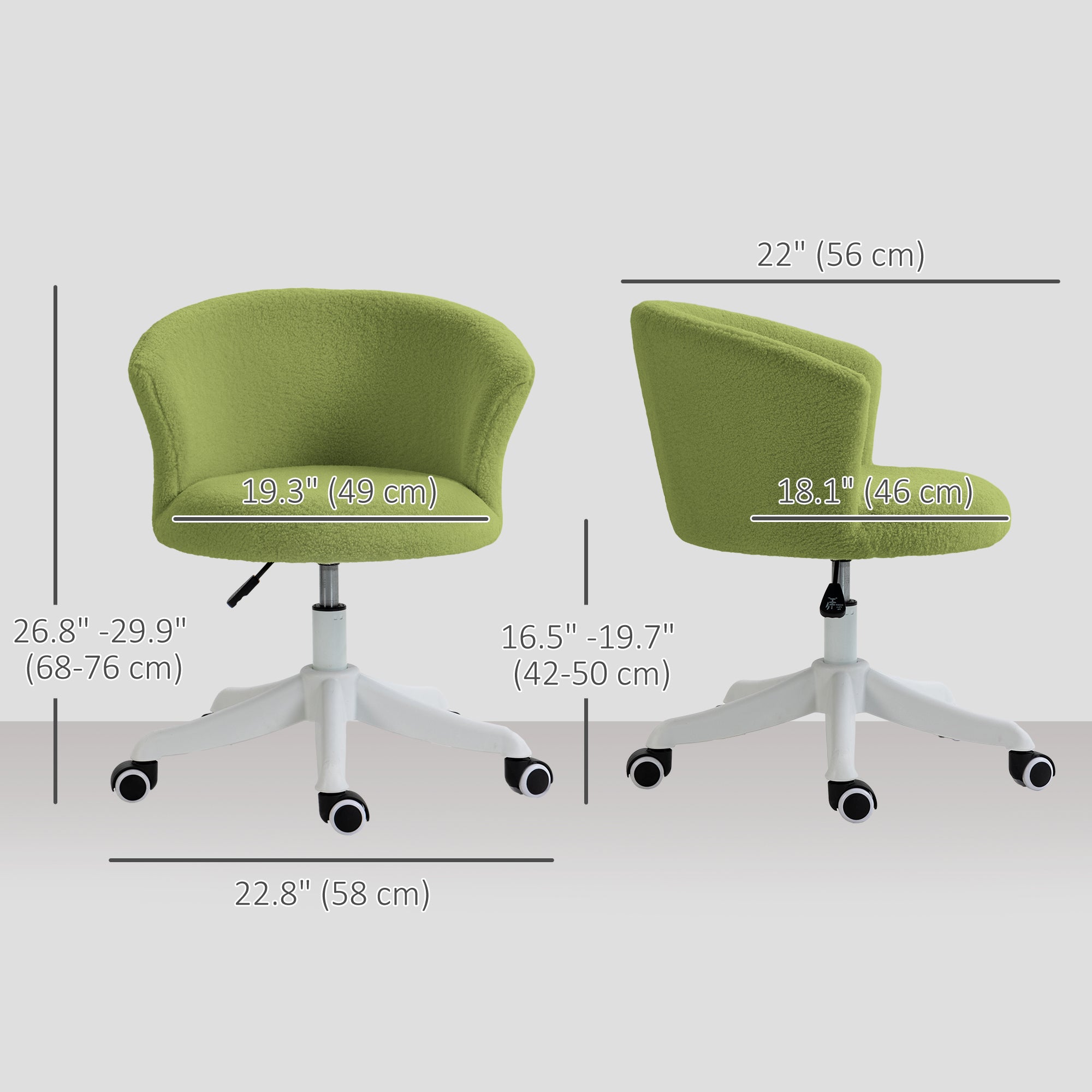 Armless Office Chair - Light Green Teddy Fleece Swivel-Office Products > Office Furniture > Office Chairs > Task Chairs-DECOROLALA