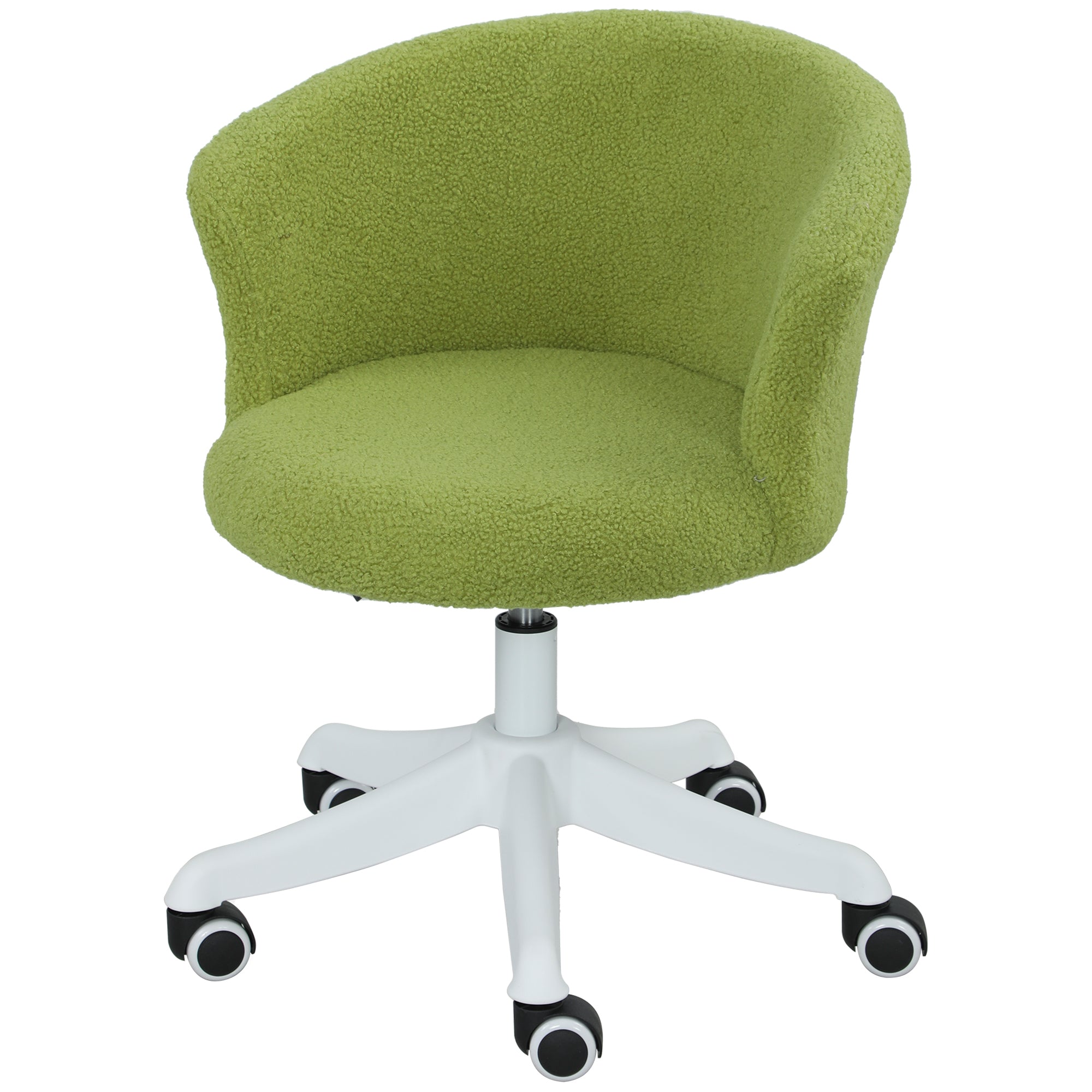 Armless Office Chair - Light Green Teddy Fleece Swivel-Office Products > Office Furniture > Office Chairs > Task Chairs-DECOROLALA
