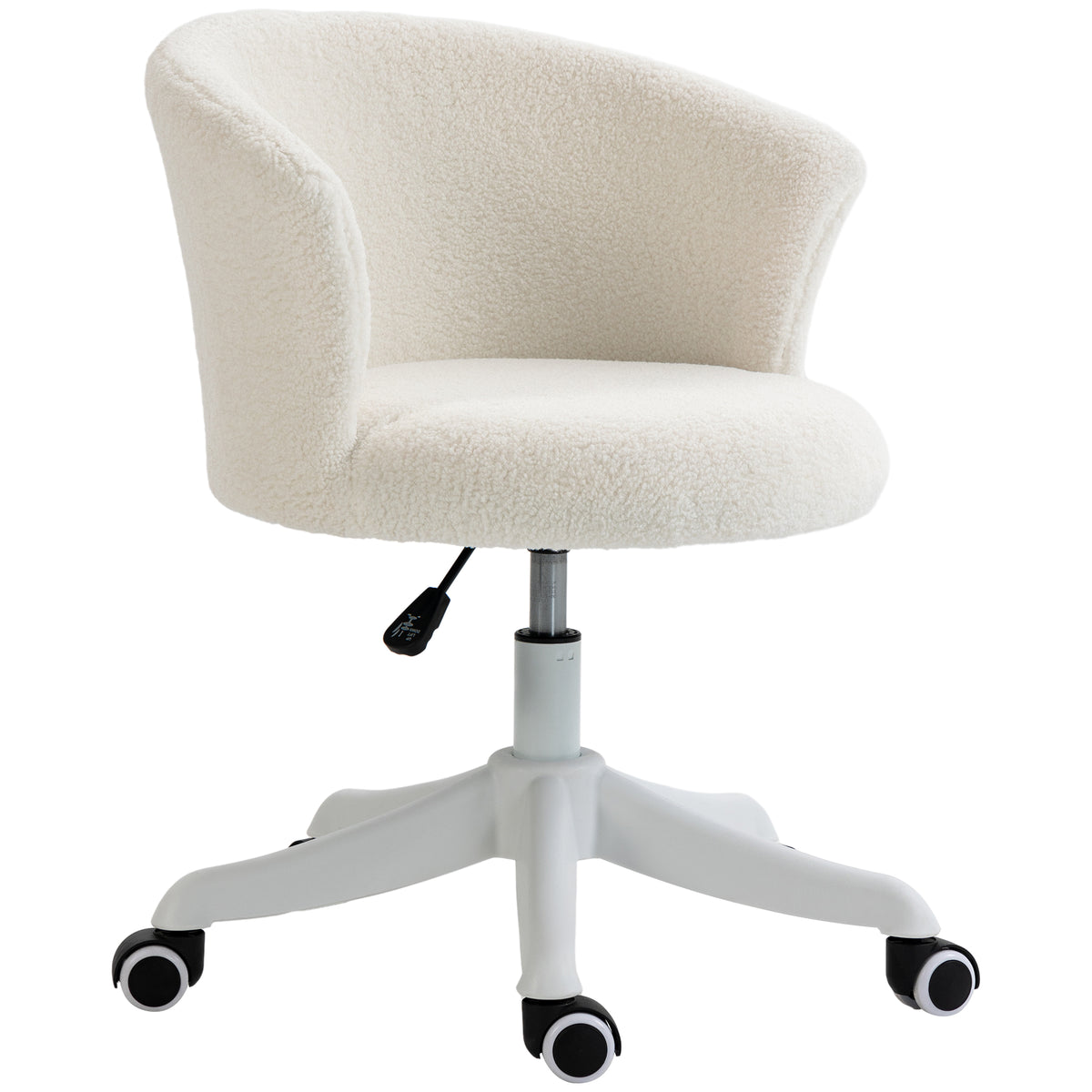 Armless Office Chair - White Teddy Fleece Swivel Desk Chair-Task Chairs-DECOROLALA