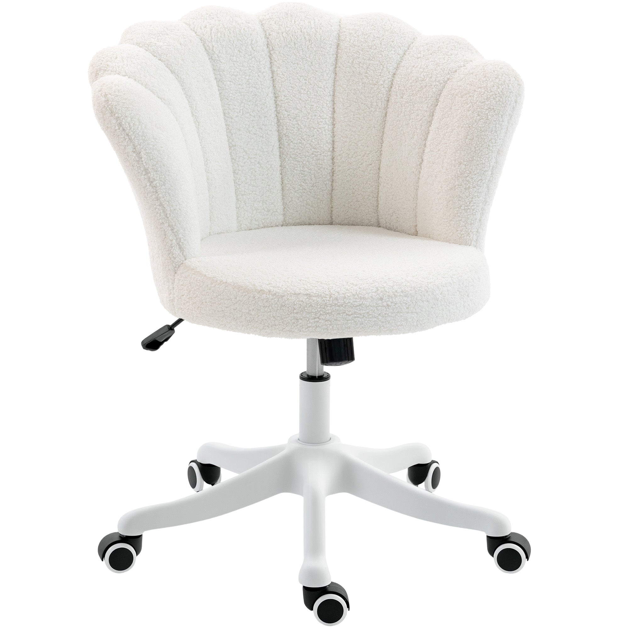 Armless Swivel Office Chair - Cream White Teddy Fleece-Office Products > Office Furniture > Office Chairs > Task Chairs-DECOROLALA