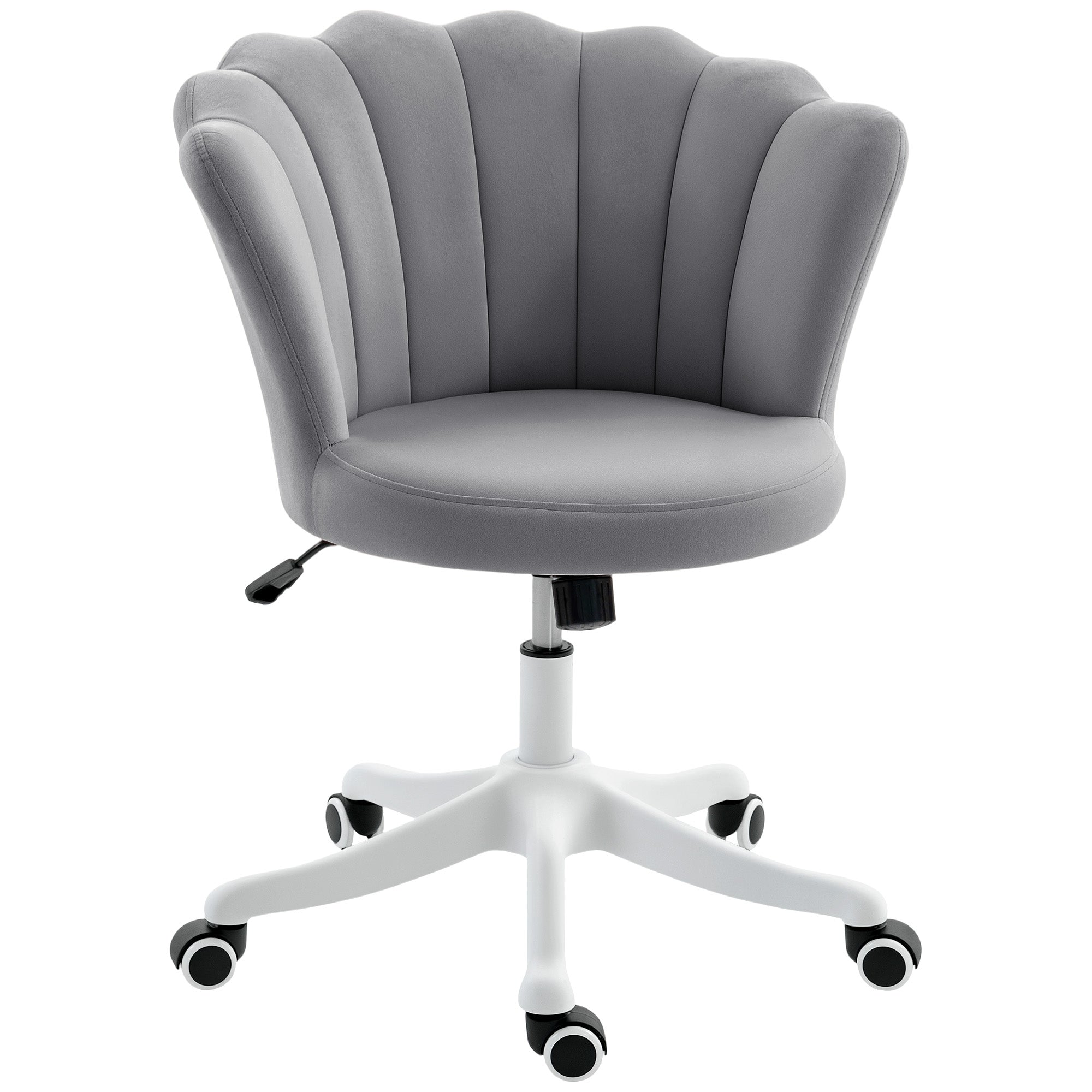 Armless Swivel Office Chair - Grey Velvet Lotus Design-Office Products > Office Furniture > Office Chairs > Task Chairs-DECOROLALA