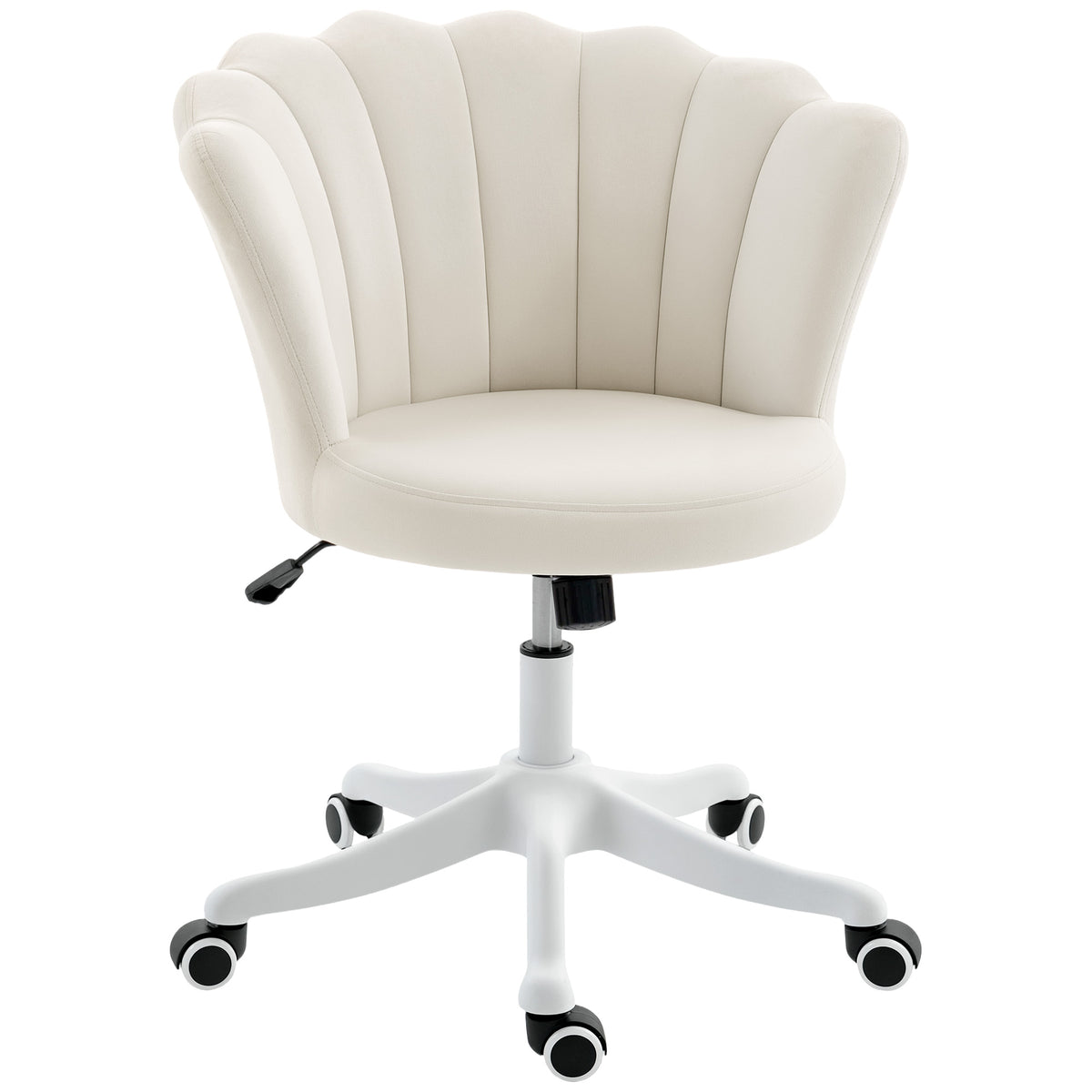 Armless Velvet Office Chair - Lotus Swivel Desk Chair, Cream-Office Products > Office Furniture > Office Chairs > Task Chairs-DECOROLALA
