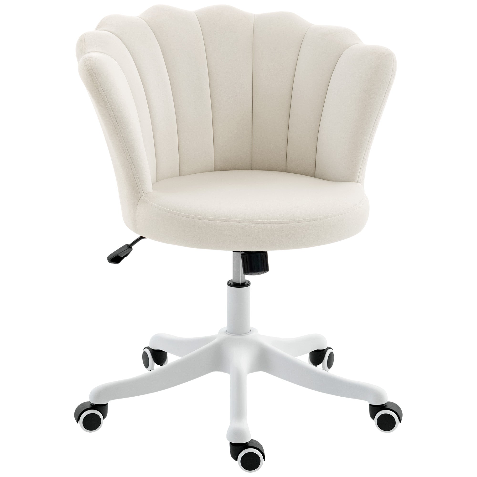 Armless Velvet Office Chair - Lotus Swivel Desk Chair, Cream-Office Products > Office Furniture > Office Chairs > Task Chairs-DECOROLALA