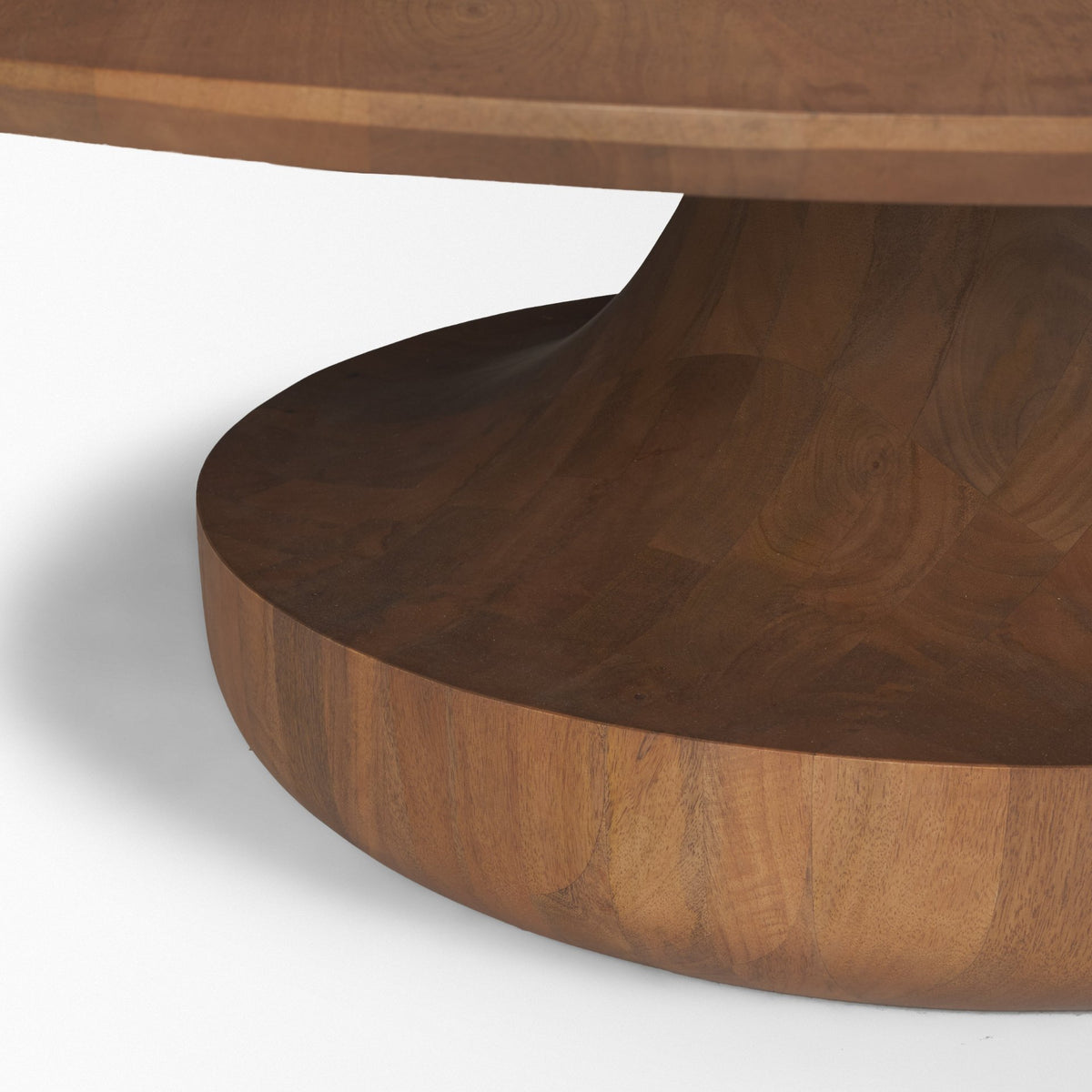 Arno Warm Mid-Brown Wood Sculptural Round Coffee Table-Coffee Tables-DECOROLALA