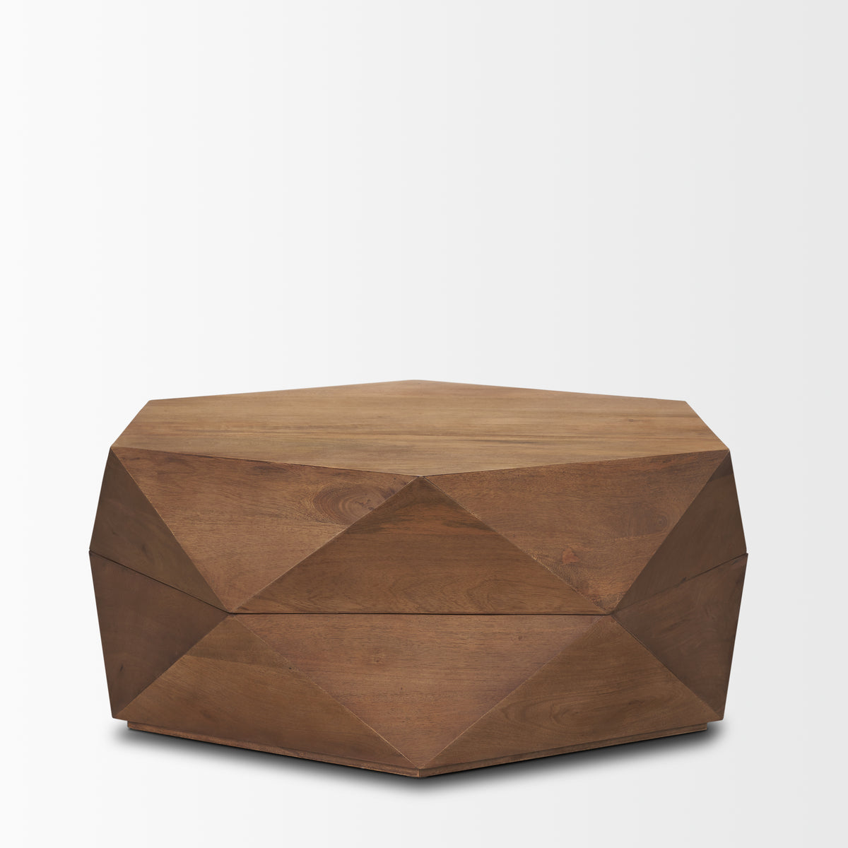Arreto 36" Hexagonal Hinged Solid Wood Top and Base Coffee Table-Coffee Tables-DECOROLALA